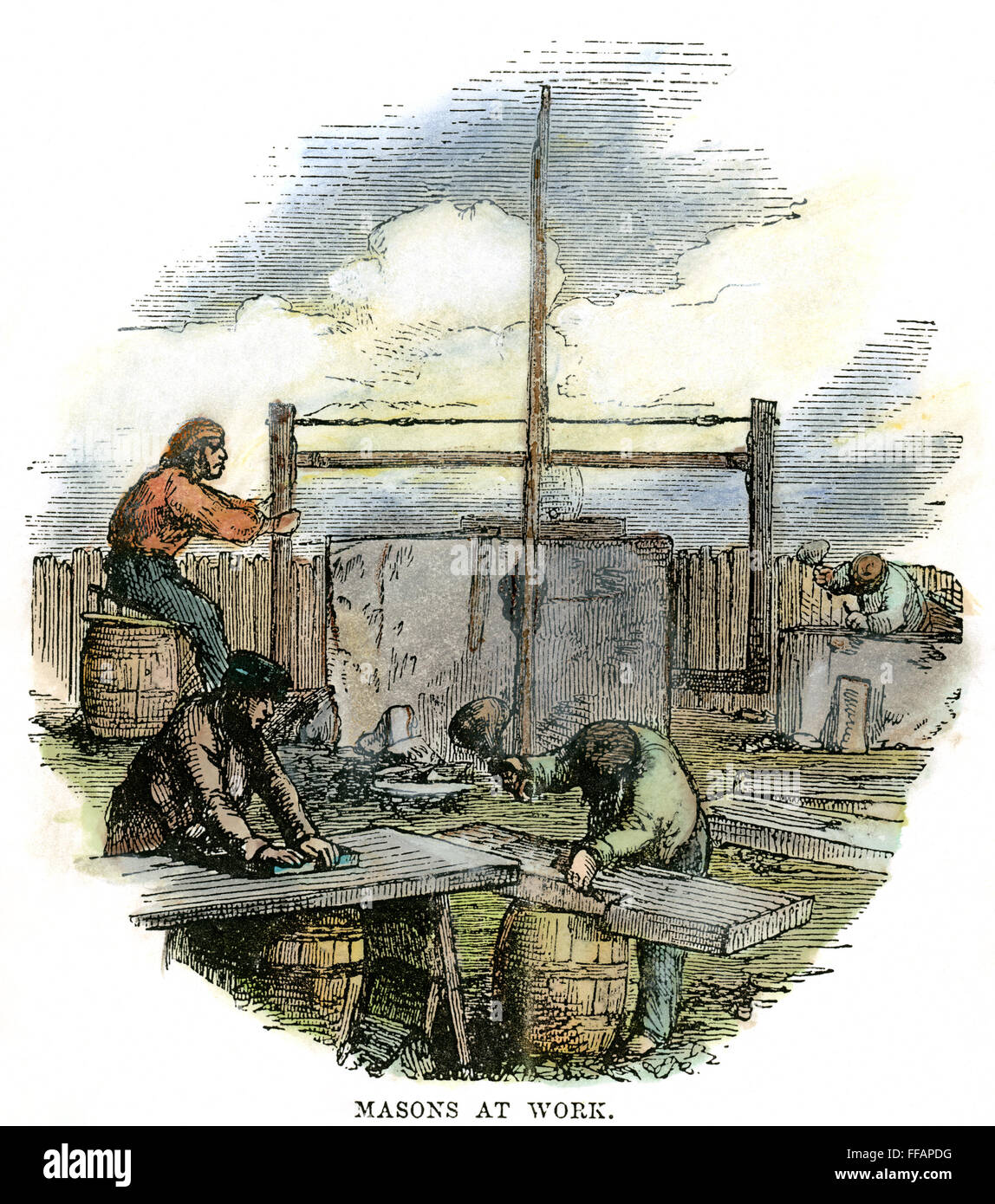 Freimaurer AT WORK, c1865. /nWood Gravur, Englisch, c1865. Stockfoto