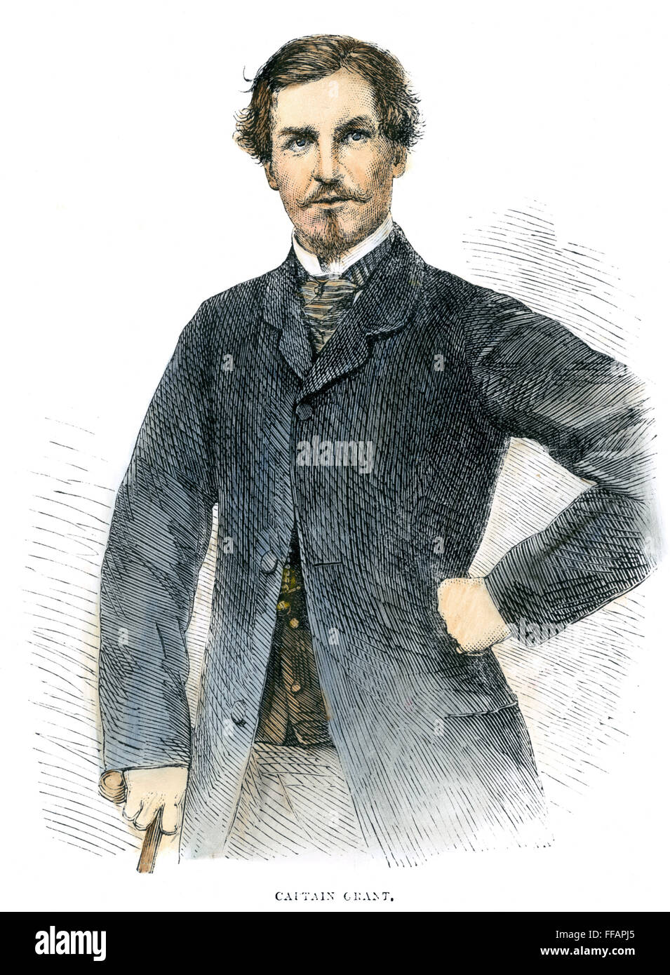 JAMES AUGUSTUS GRANT /n(1827-1892). Schottischer Soldat und Explorer. Holz, Gravur, Englisch, 1863. Stockfoto