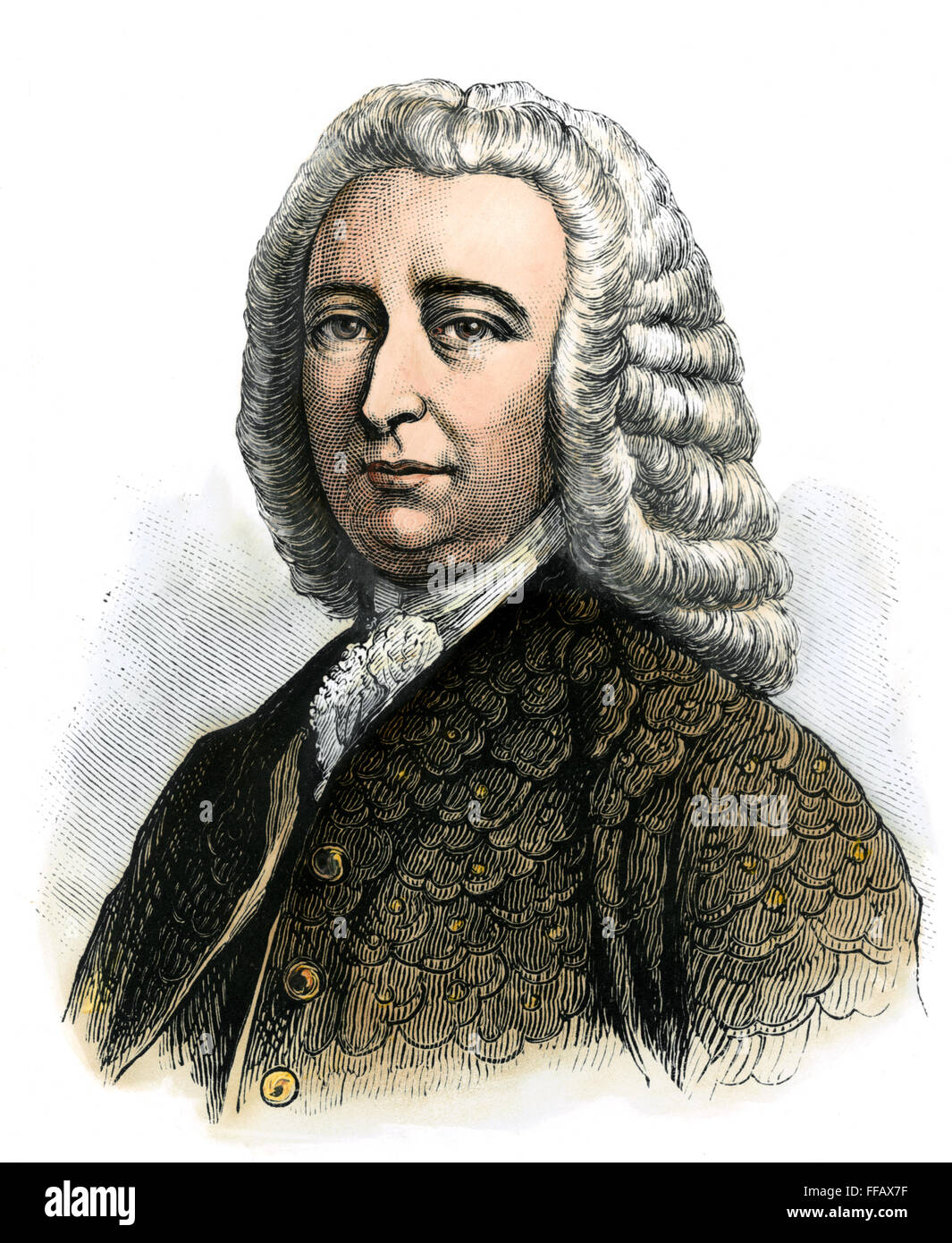 WILLIAM SHIRLEY /n(1694-1771). Amerikanischer Kolonialgouverneur. Holzstich, 19. Jahrhundert. Stockfoto