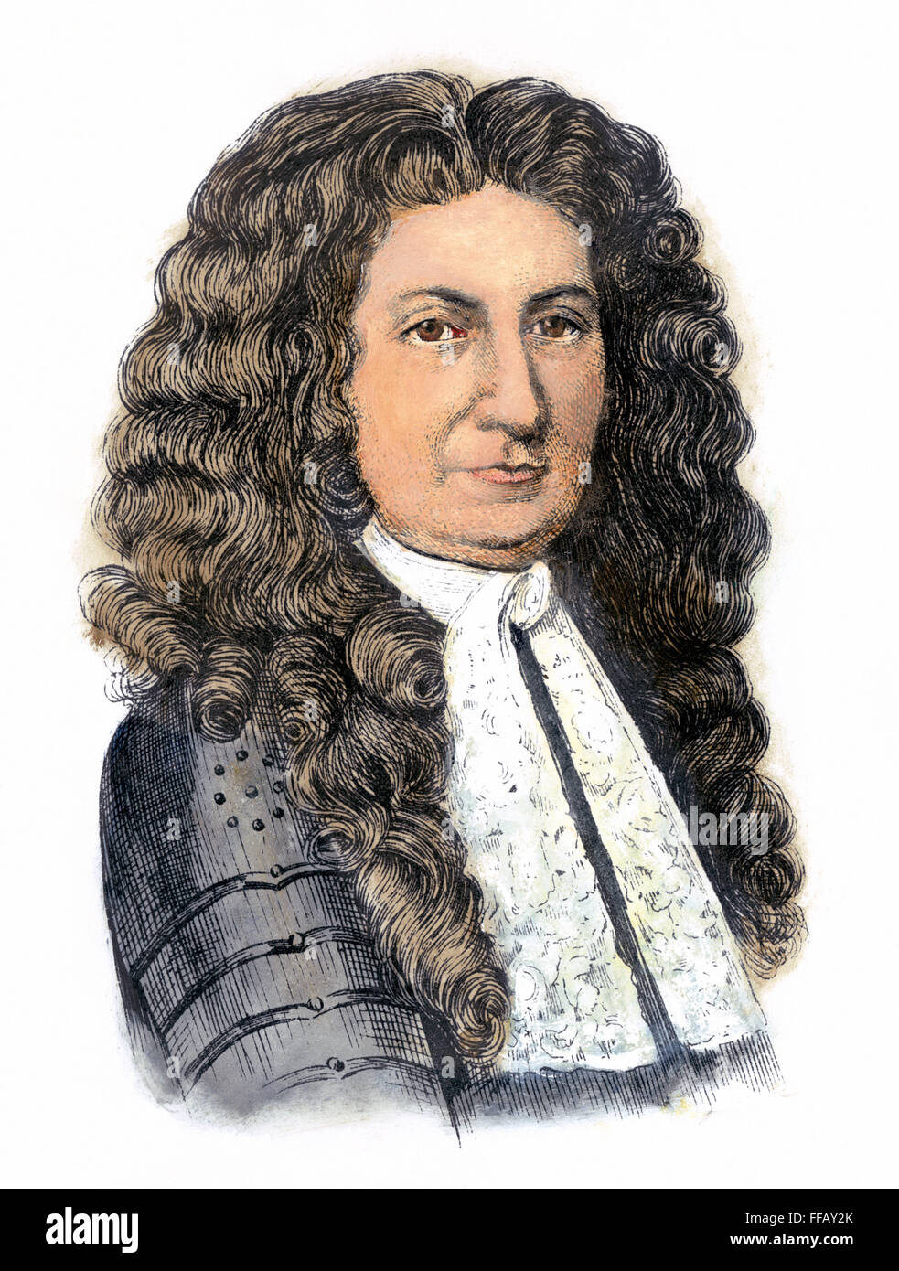 EDMUND ANDROS (1637-1714). Gouverneur von /nBritish in Amerika. Farbige Radierung, 19. Jahrhundert. Stockfoto