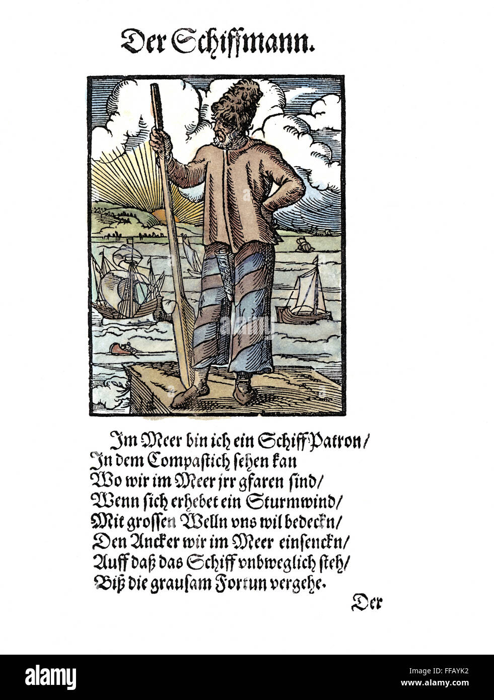 KAPITÄN ZUR SEE, 1568. /nWoodcut, 1568, von Jost Amman. Stockfoto