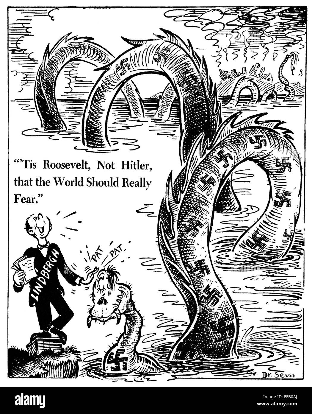 ANTI-LINDBERGH CARTOON. /n'Tis Roosevelt, nicht Hitler, das die Welt ...