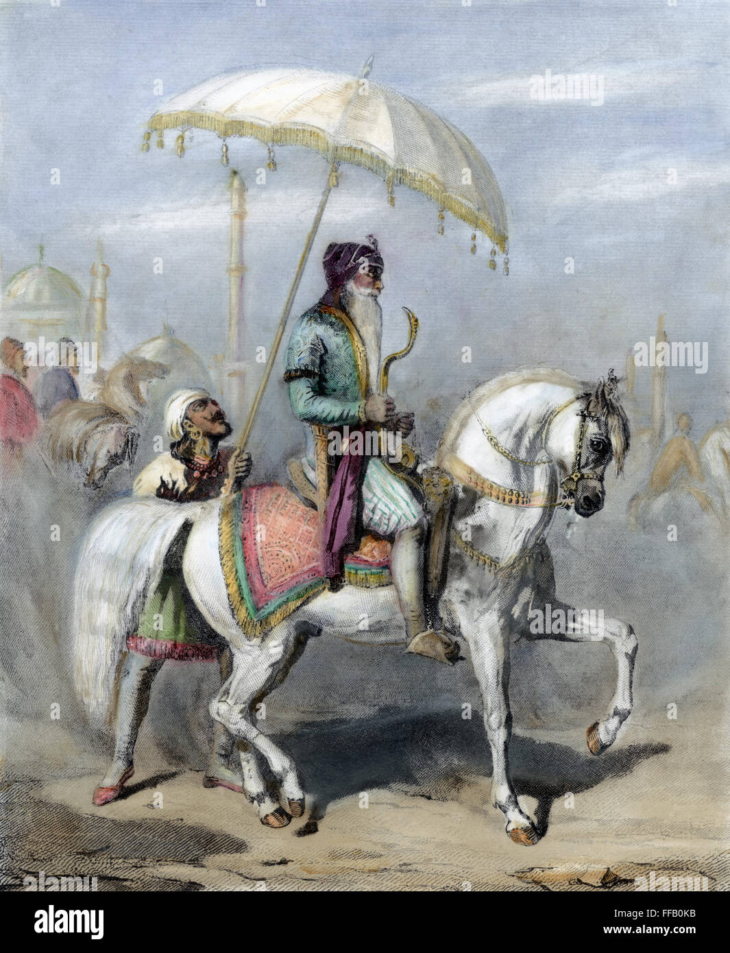 RANJIT SINGH (1780-1839). /nFounder des Sikh Reiches. Linie, Gravur, Französisch, 19. Jahrhundert. Stockfoto