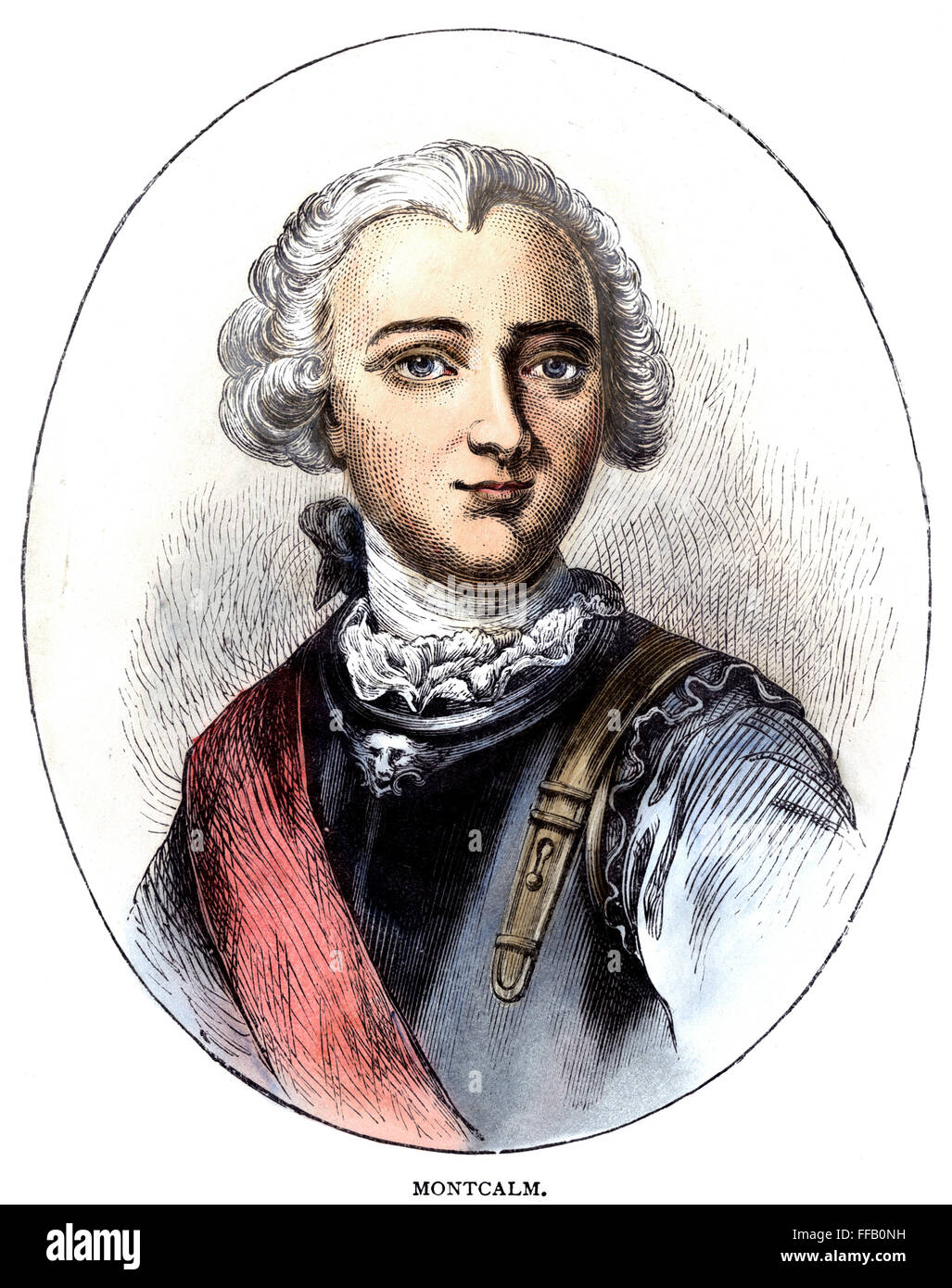 MARQUIS de MONTCALM. /n(1712-1759). Französischer Soldat. Farbige Gravur. Stockfoto