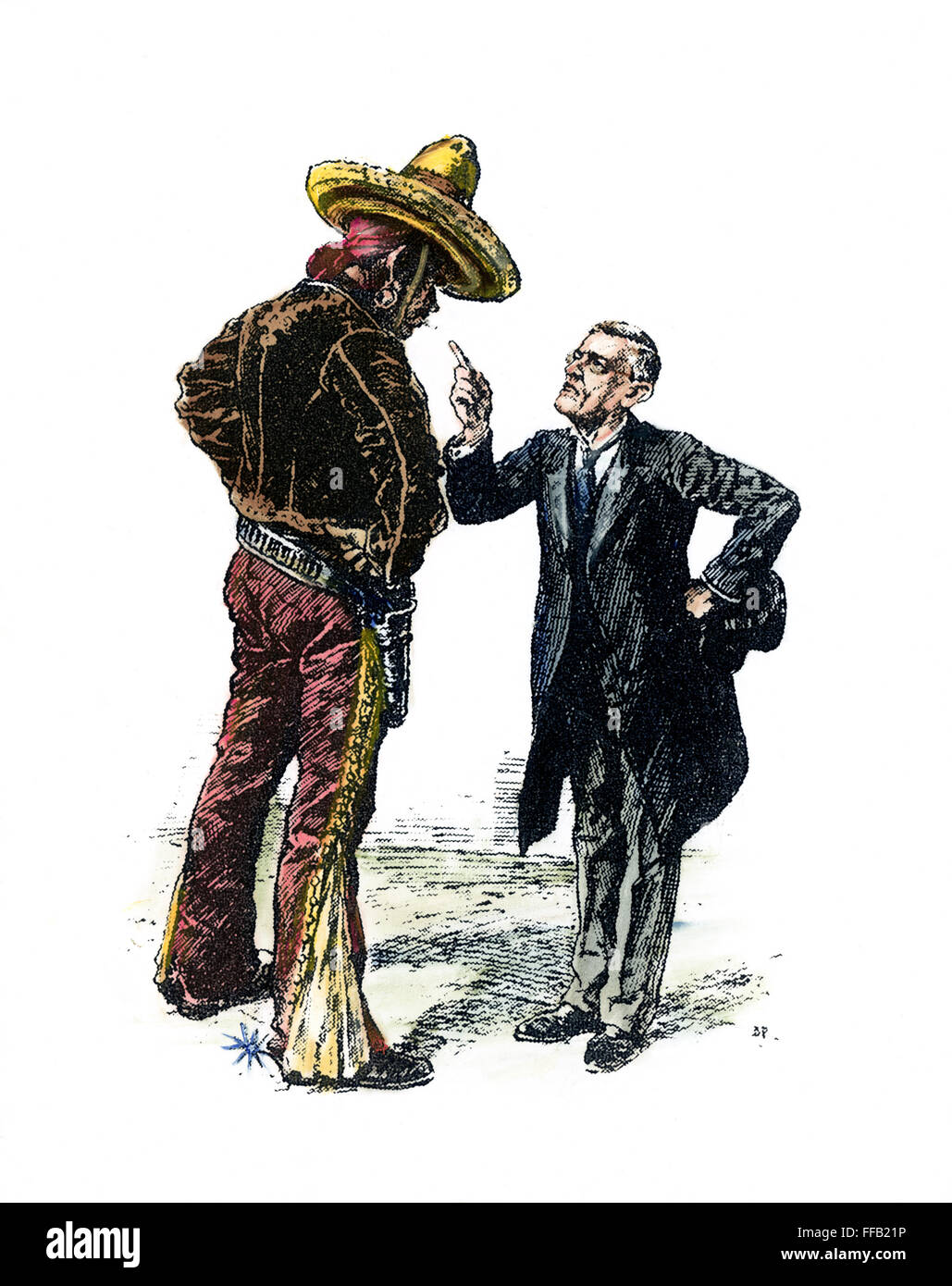 WILSON & MEXIKO, 1913. /Nu.S. Präsident Woodrow Wilson schimpft Mexiko über seine politischen Unruhen. Englische Cartoon, 1913. Stockfoto