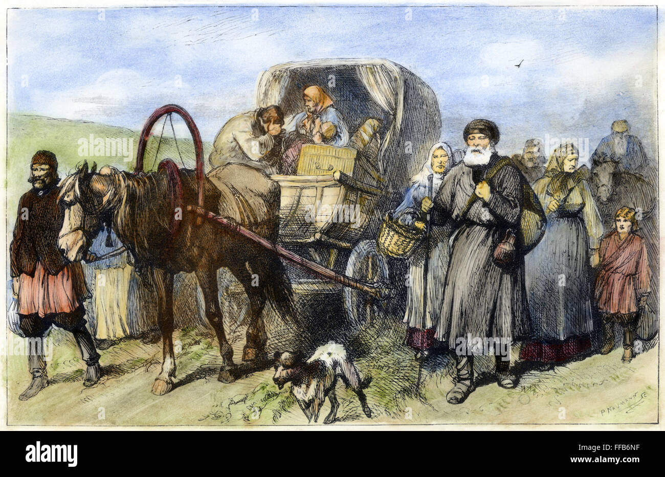 RUSSLAND: HUNGERSNOT, 1891. /nThe Migration von Bauern. Holzstich von einer englischen Zeitung 1891. Stockfoto