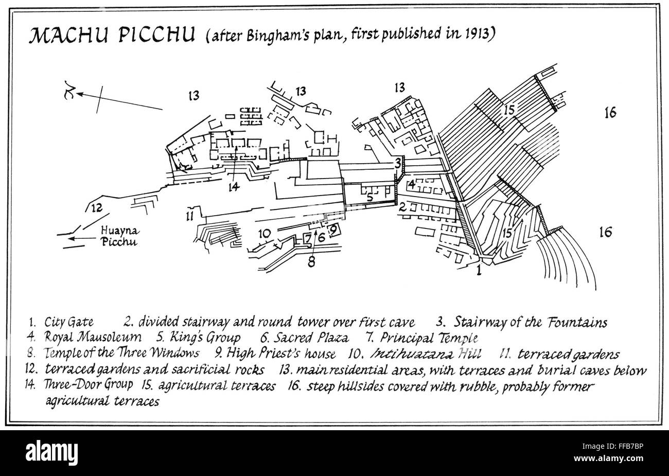 KARTE MACHU PICCHU. /nAmerican Explorer Hiram Karte der Ruinen von
