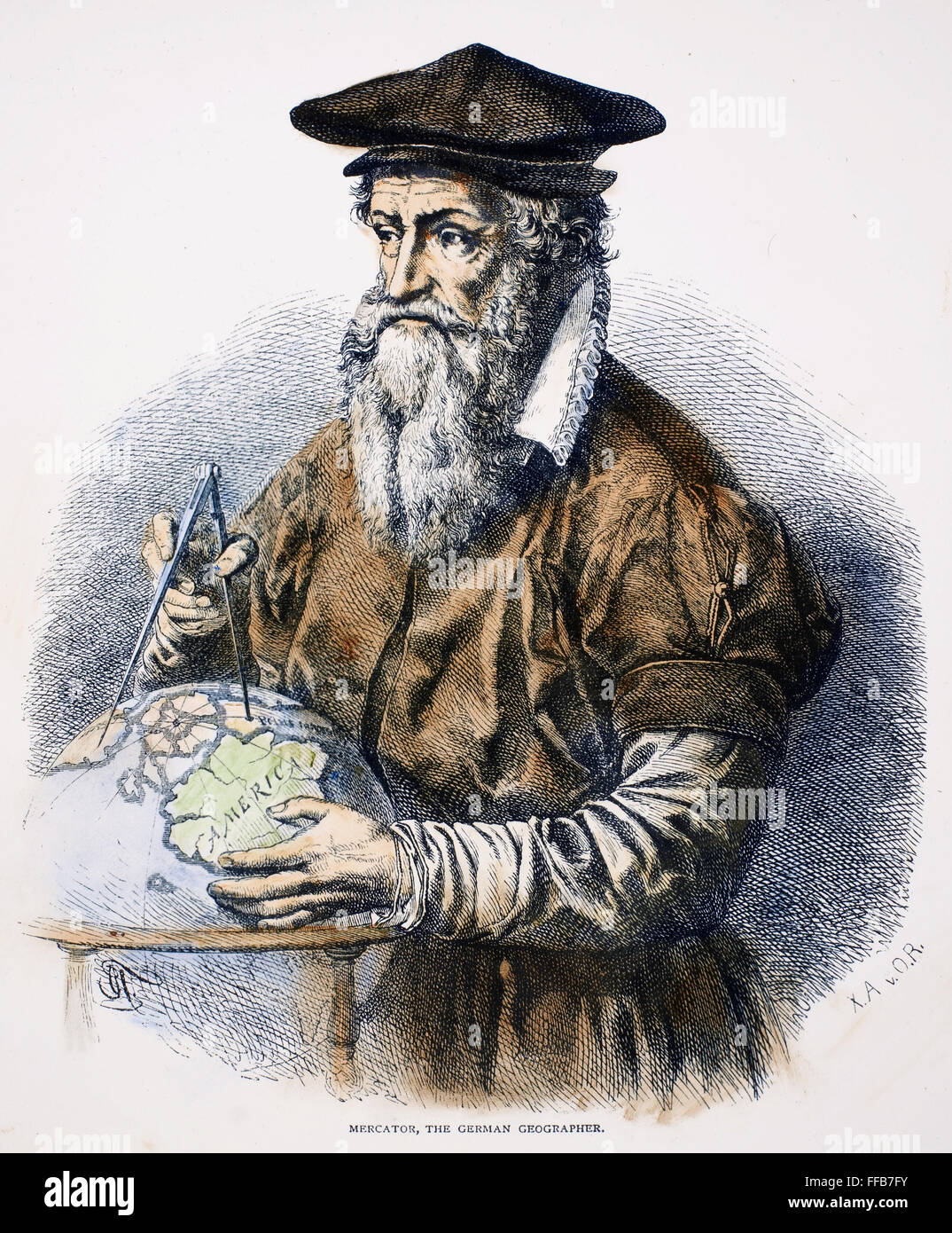 GERHARDUS MERCATOR /n(1512-1594). Flämische Geograph. Holzstich, 19. Jahrhundert. Stockfoto