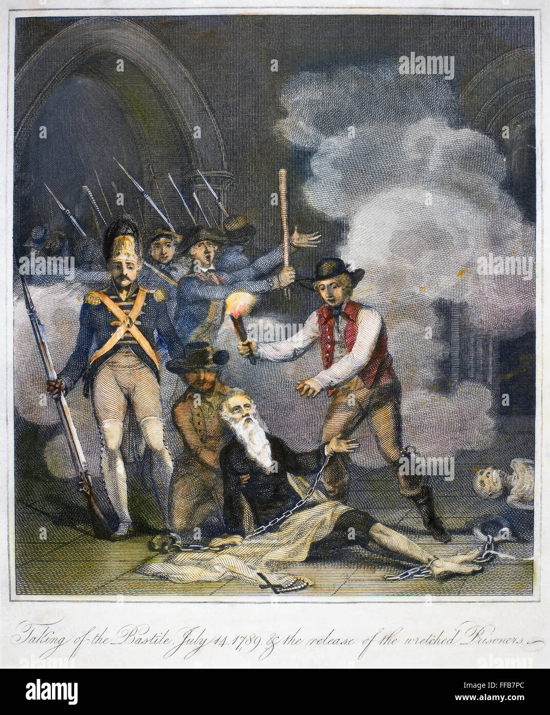 FRANZÖSISCHE REVOLUTION, 1789. /nThe Storming der Bastille, 14. Juli 1789. Kupferstich, Englisch, 1816. Stockfoto