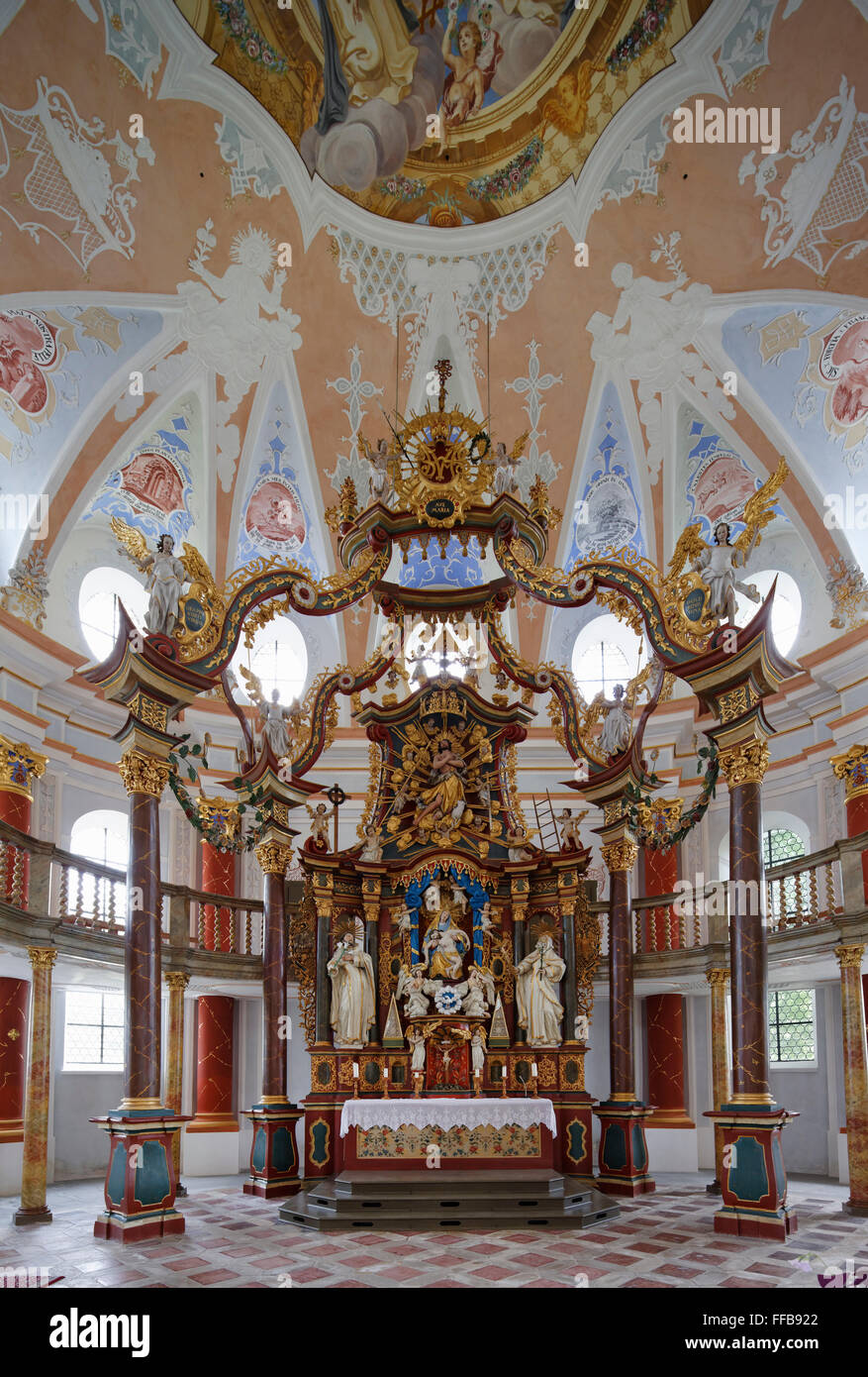 Chor mit Altar, Kirche St. Johann, verrotten eine der Fäule, Oberschwaben, Schwaben, Baden-Württemberg, Deutschland Stockfoto