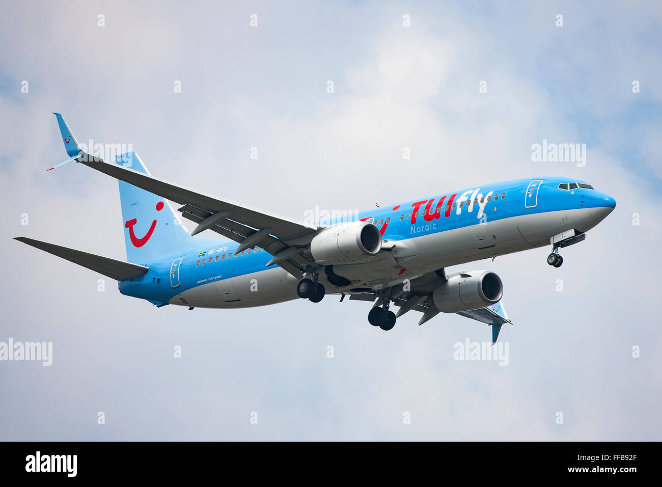 TUIfly, Airliner, deutsche Fluggesellschaft im Flug Stockfoto