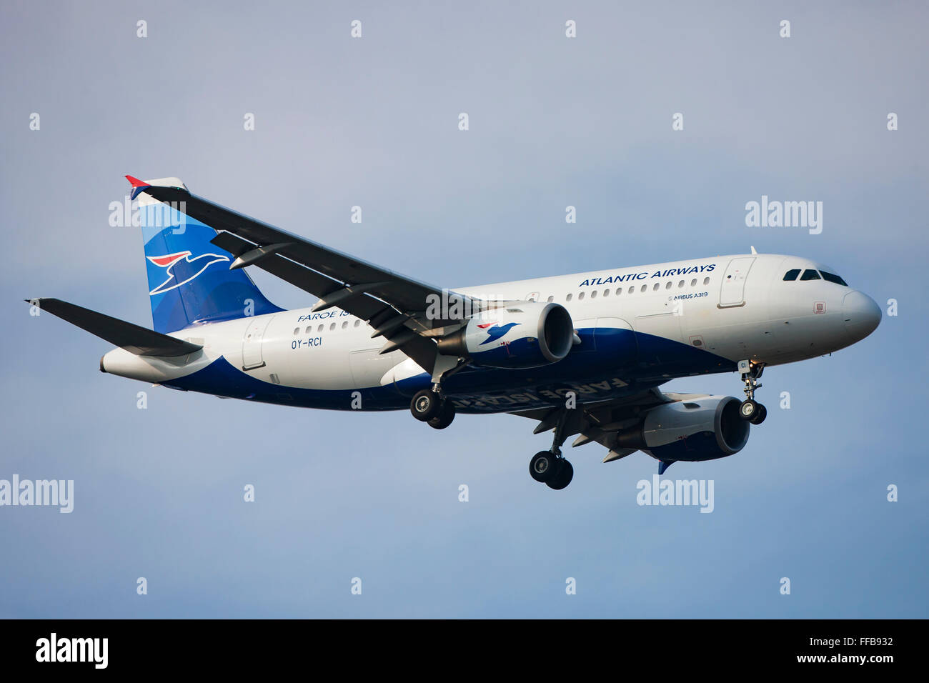 Atlantic Airways, Flugzeug im Flug Stockfoto