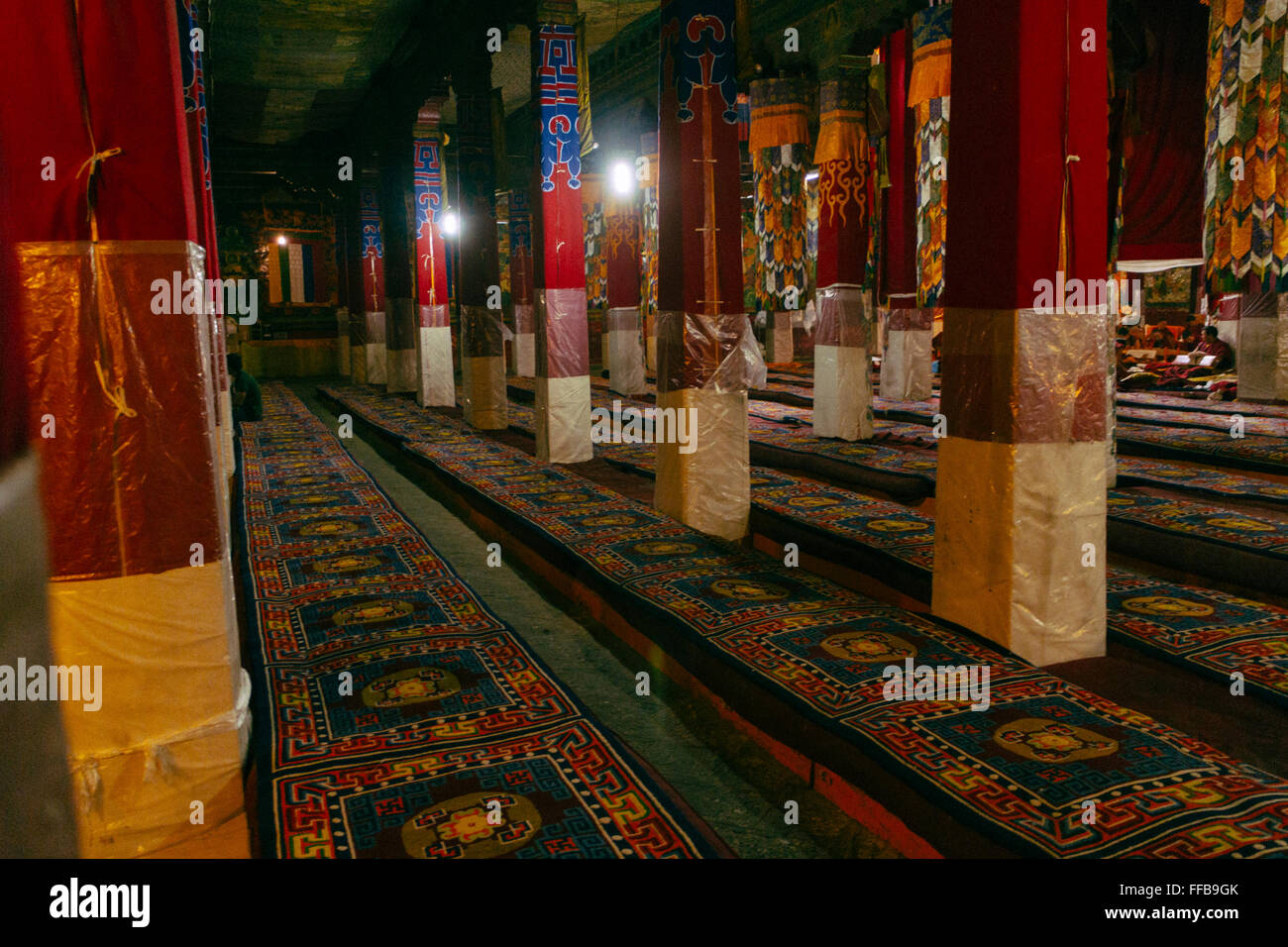 Innenansicht des Drepung-Kloster, der größte Tempel der Buddhismus in der Welt, Lhasa, Tibet. Stockfoto