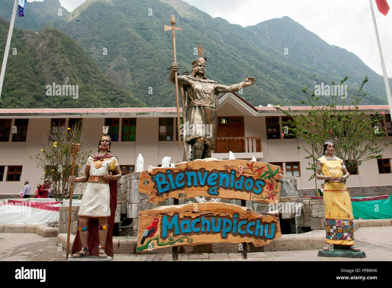 Statue von Pachacuti - Aguas Calientes - Peru Stockfoto