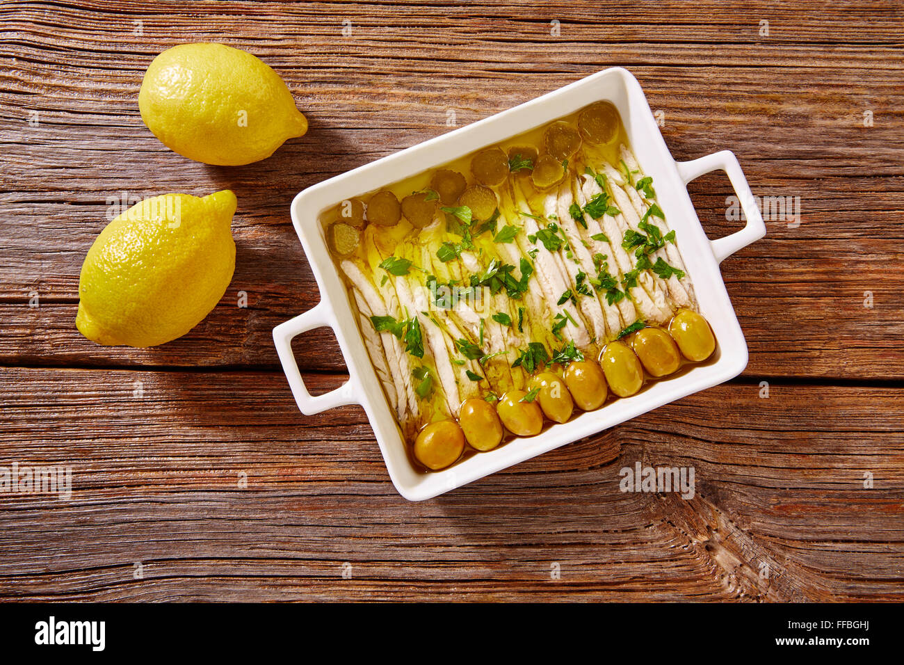 Sardellen Essig Tapas aus Spanien Mittelmeer Stockfoto