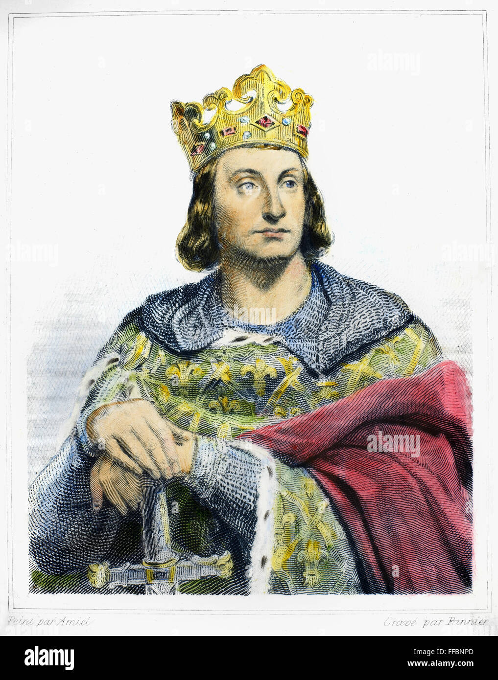 PHILIPP II. (1165-1223). /nKnown als Philip Augustus. König von Frankreich, 1180-1223. Stahl, Gravur, Französisch, 19. Jahrhundert. Stockfoto