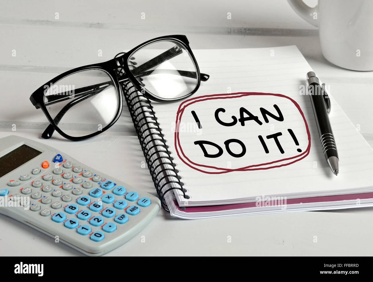 Kann ich es Wort auf Notebook Stockfoto