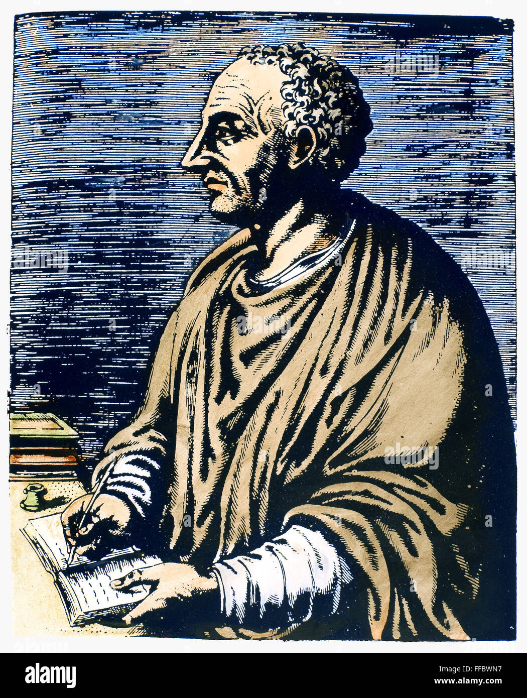 TITUS LIVIUS (59 V. CHR. - 17 N. CHR.). /nTitus Livius. Römische Geschichtsschreiber. Kupferstich, Französisch, 1584. Stockfoto