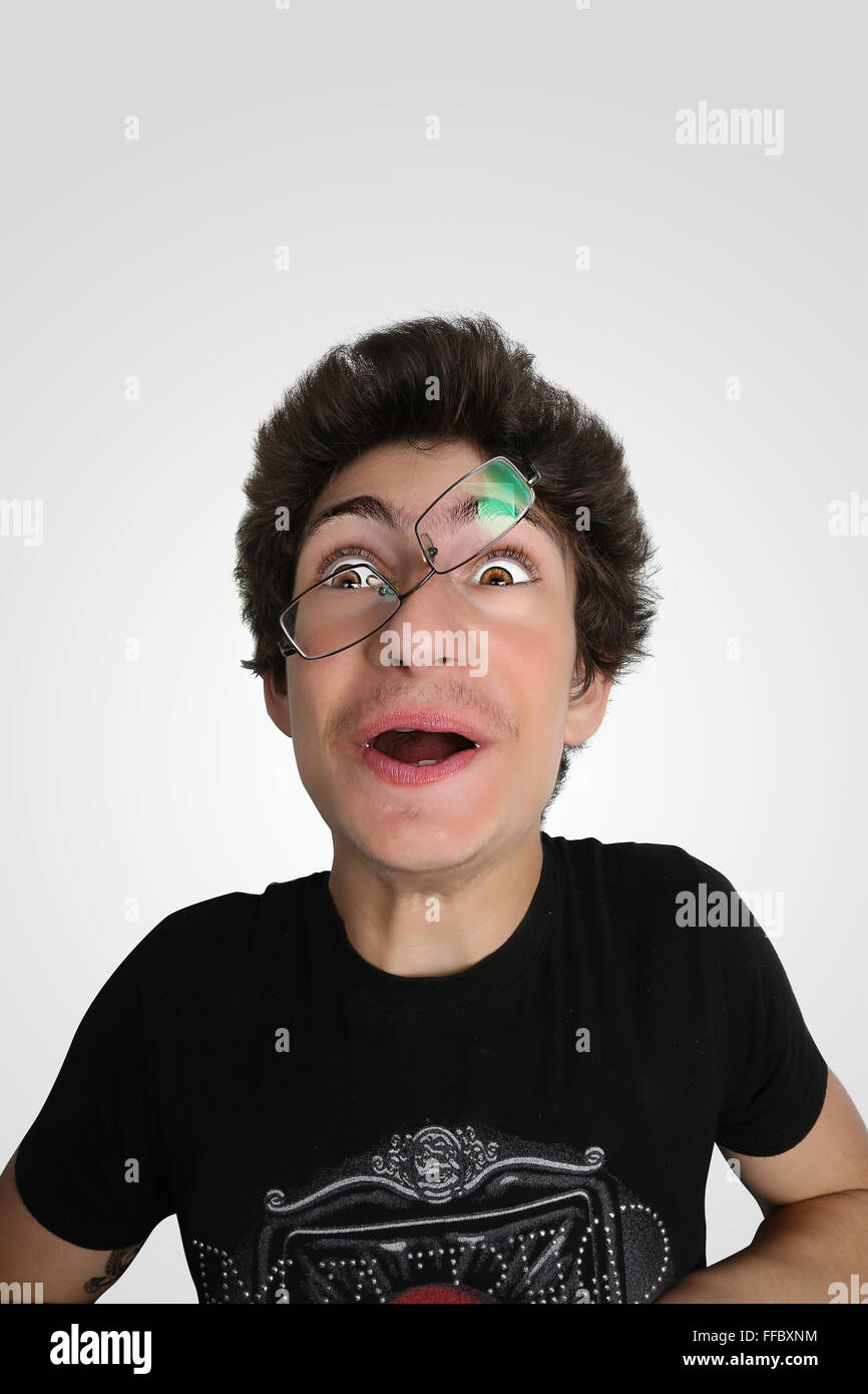 lustige happy Boys Karikatur Porträt Stockfoto