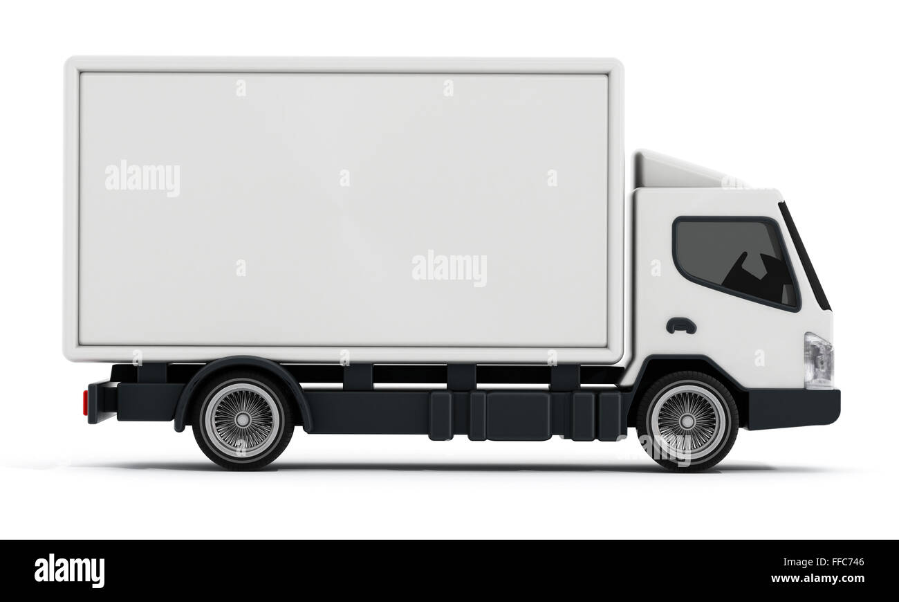Weißen LKW oder Transport Lieferwagen isoliert auf weißem Hintergrund Stockfoto