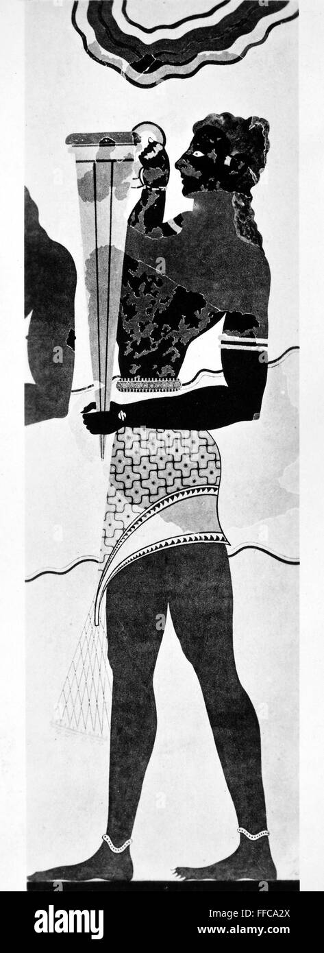KRETA: WANDMALEREI. /nCretan Wandmalerei aus dem Palast von Knossos, 15. Jahrh. Stockfoto