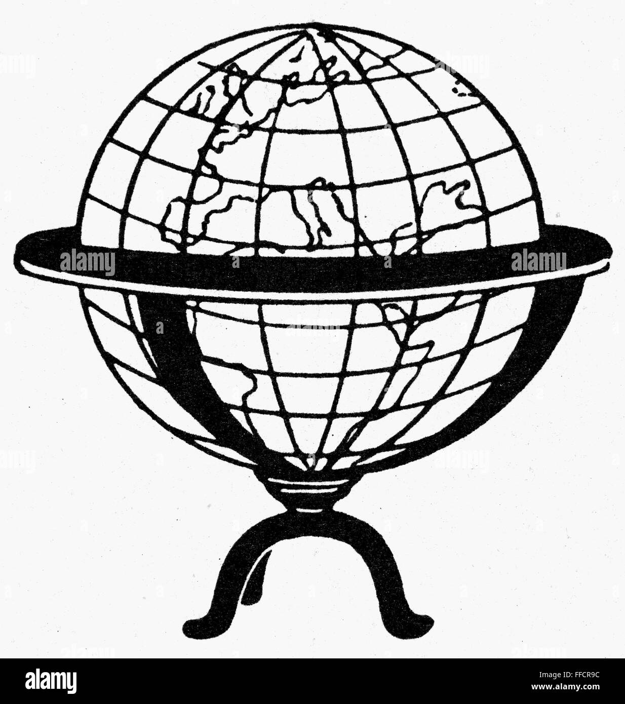 SYMBOL: GEOGRAPHIE. NUM-Globe, als Symbol für das Studium der Geographie. Stockfoto