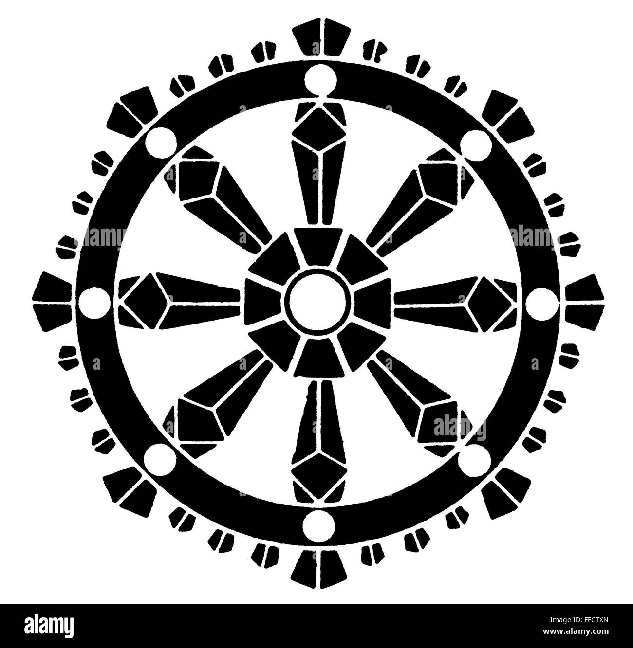 Symbol Horin Rimbo Nthe Horin Rimbo Oder Rad Des Dharma In Der Japanischen Buddhistischen Mythologie Stockfotografie Alamy