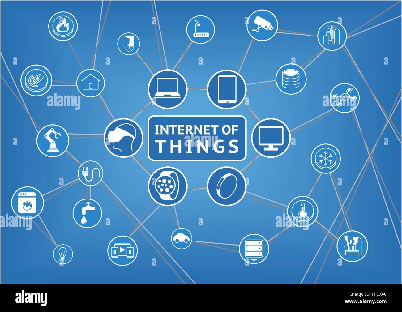 Internet der Dinge Vektor Illustration flaches design Stock Vektor