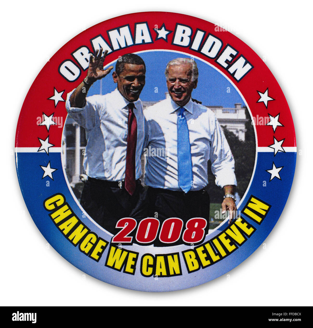 PRÄSIDENTSCHAFTSWAHLKAMPF 2008. /nCampaign Taste für demokratischen Präsidenten und Vize-Präsidentschaftskandidaten Barack Obama (links) und Joseph Biden, 2008. Stockfoto