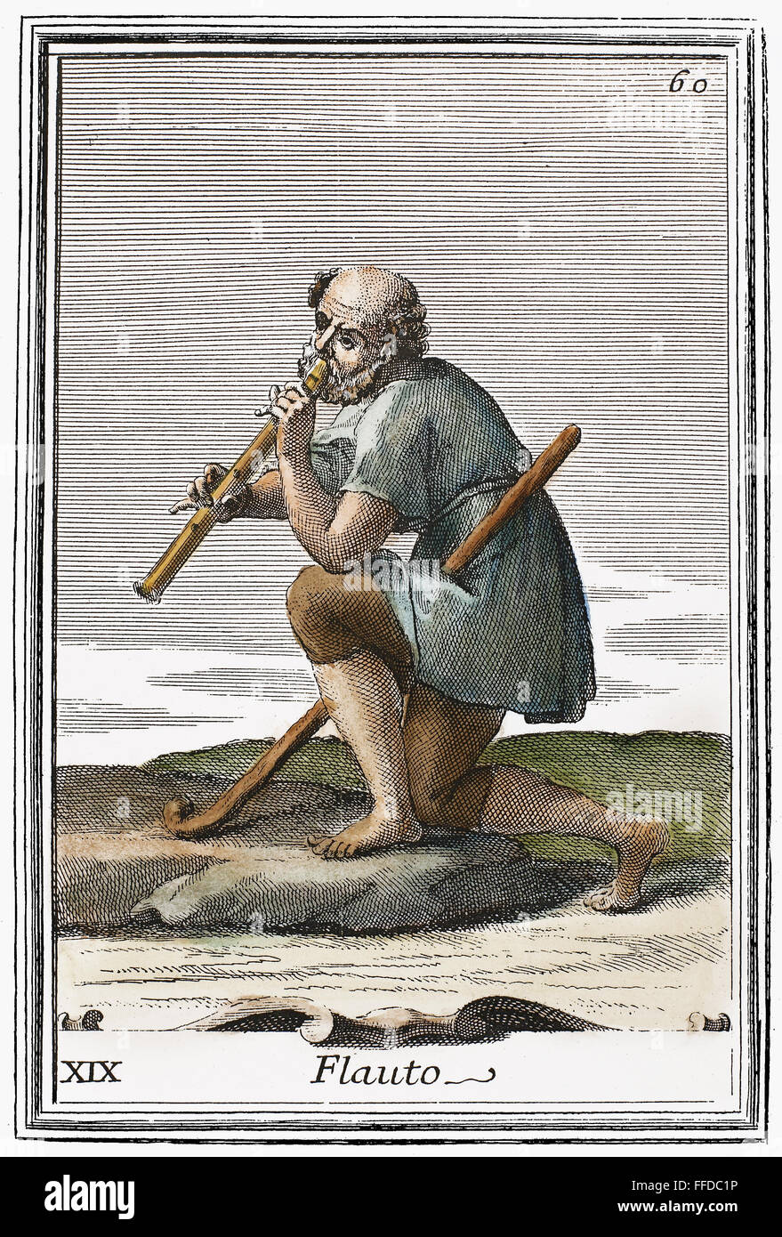 RECORDER, 1723. /nCopper Gravur, 1723, durch Arnold van Westerhout. Stockfoto