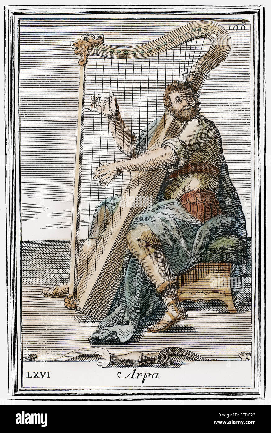 HARFE, 1723. /nCopper Gravur, 1723, durch Arnold van Westerhout. Stockfoto