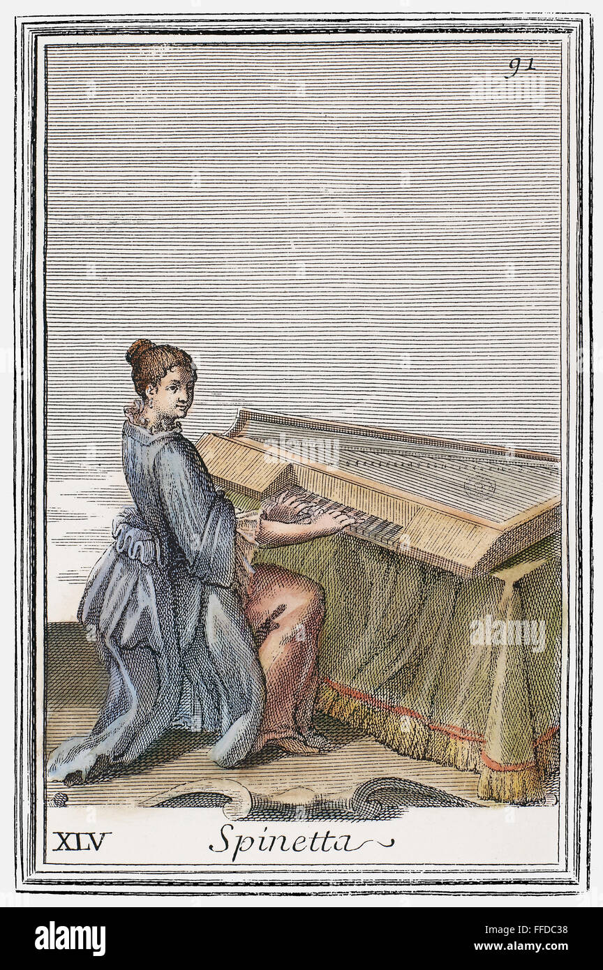 SPINETT, 1723. /nCopper Gravur, 1723, durch Arnold van Westerhout. Stockfoto