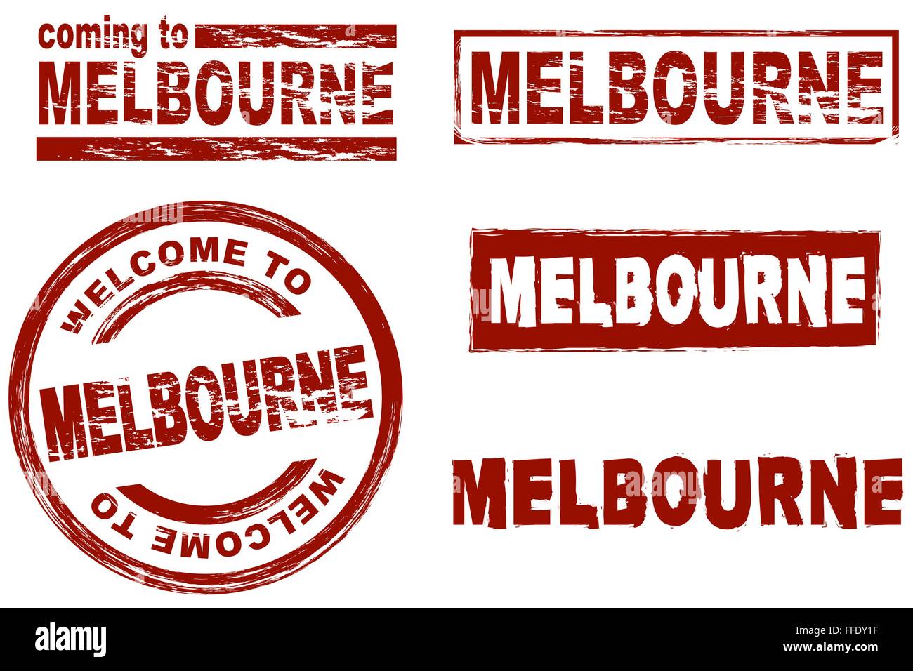 Stilisierte Tinte Marken zeigen die Stadt Melbourne Stock Vektor