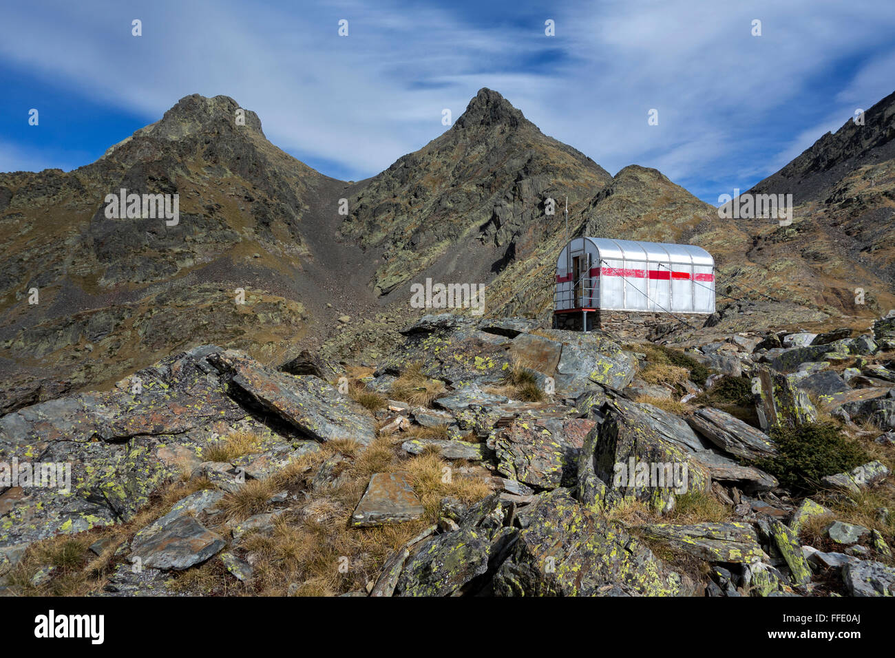 Notunterkunft. Pyrenäen. Catalunya. Spanien Stockfoto