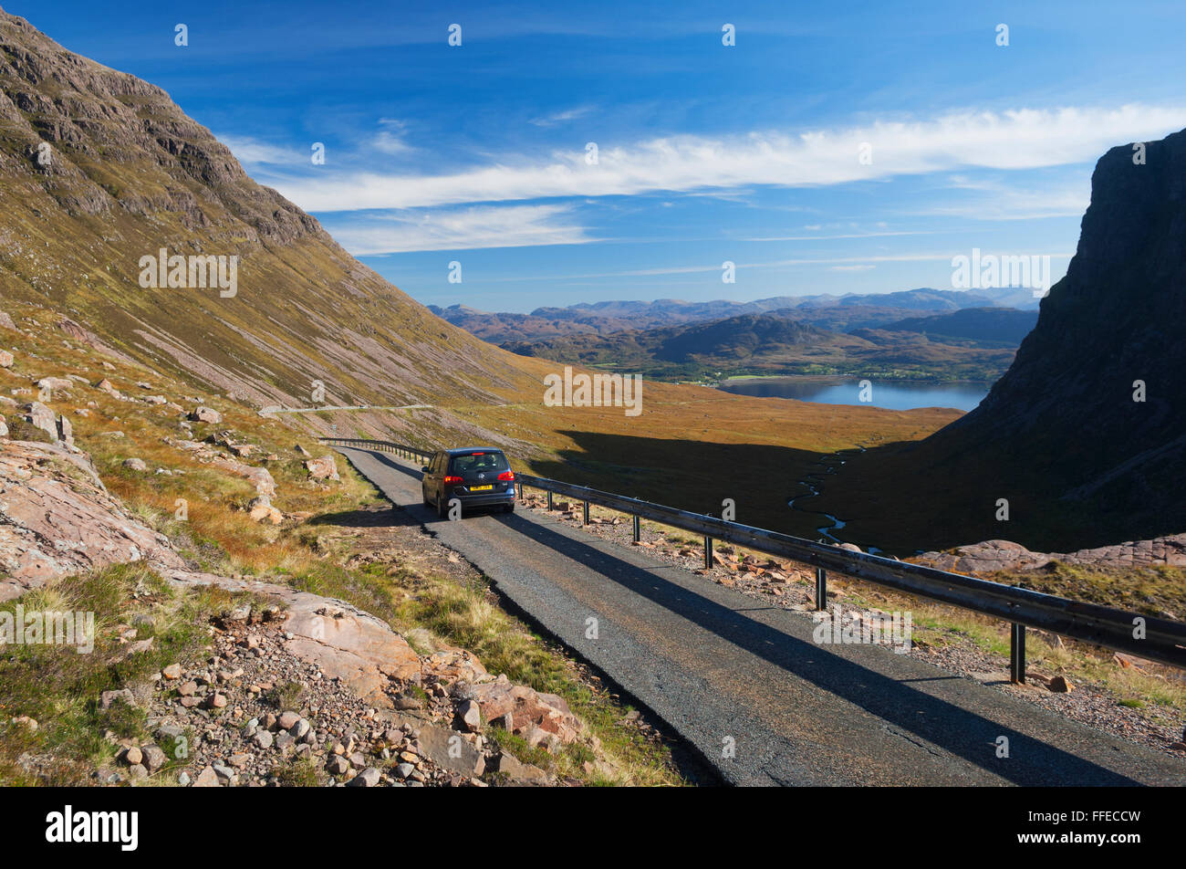 Der Gebirgspass, Applecross (oder Bealach Na Bà)-Ross-Shire, Schottisches Hochland. Stockfoto