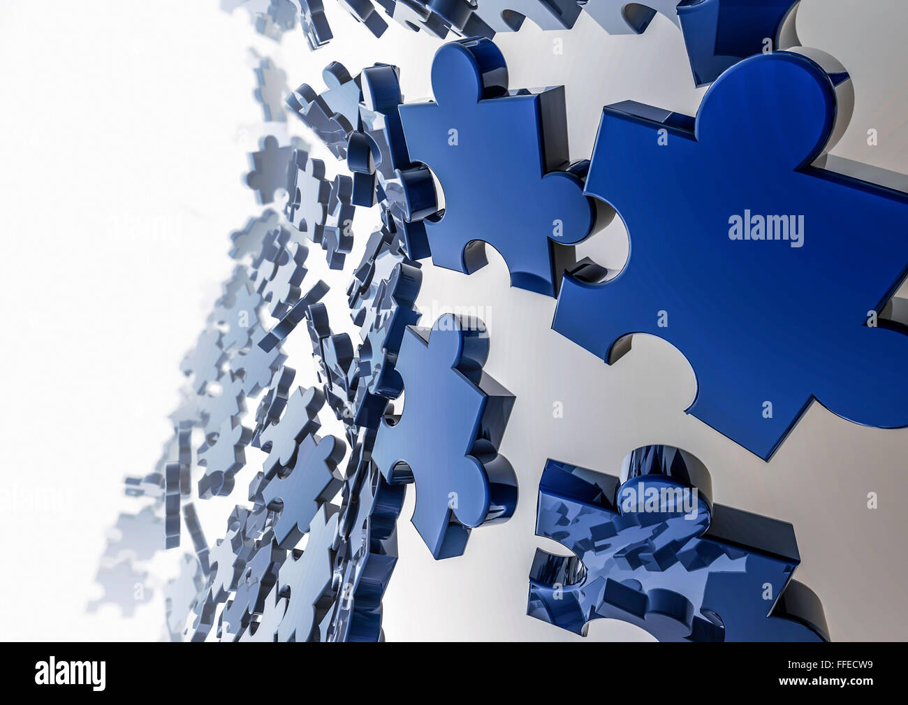 Puzzle-Hintergrund / 3D-Render der Puzzleteile Stockfoto