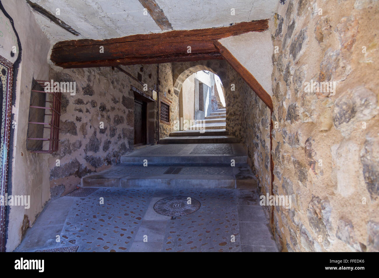 alte Straße Laufsteg in Cuenca, Spanien Stockfoto