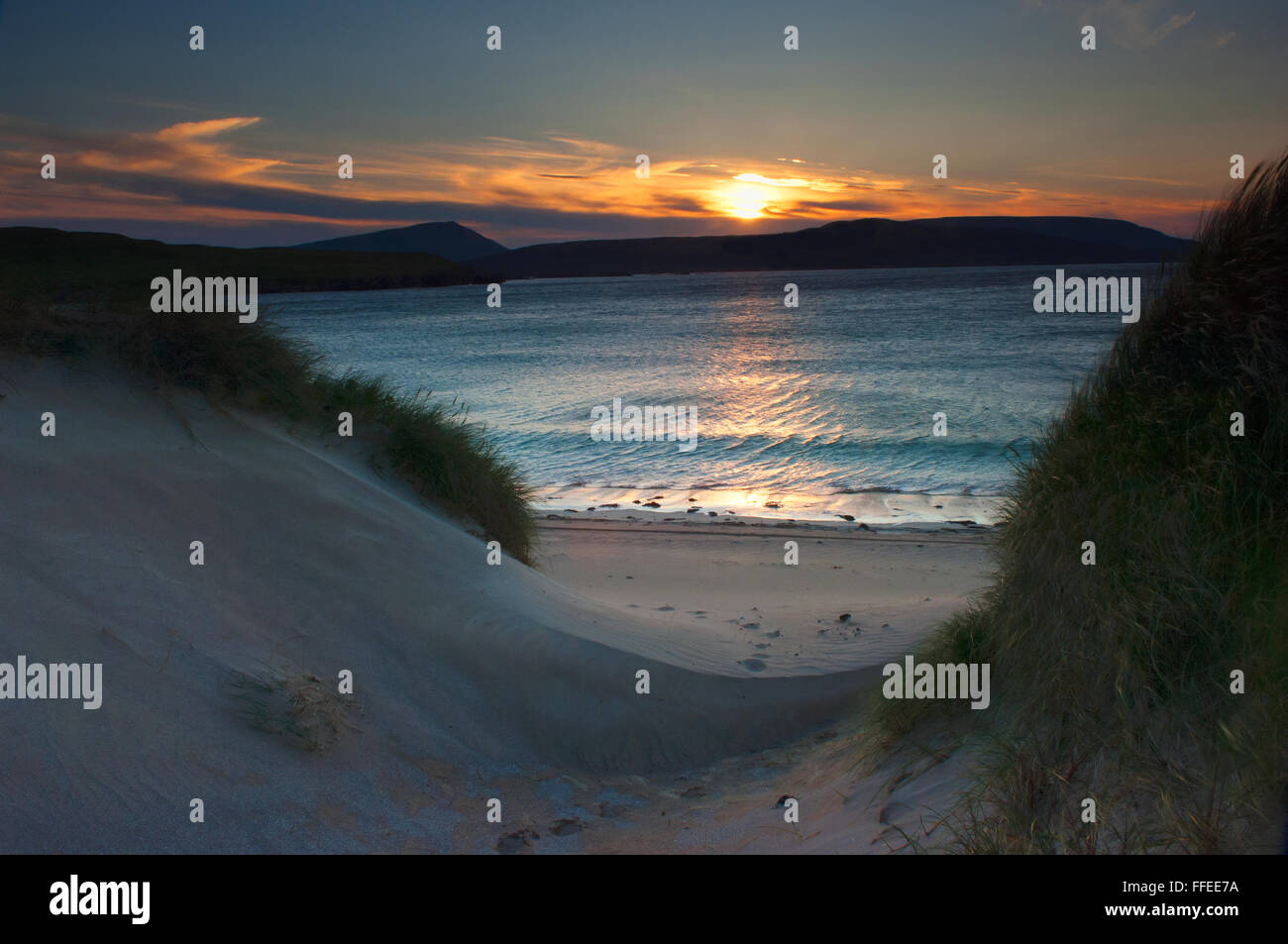 Balnakeil Bay bei Sonnenuntergang - Durness, Sutherland, Schottland. Stockfoto