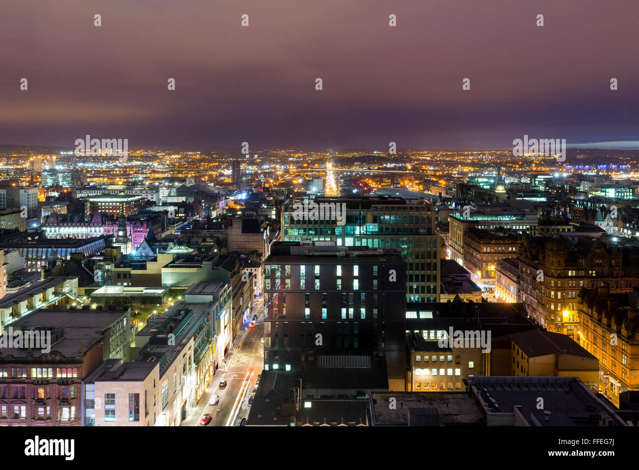 Nacht Stadtbild der Innenstadt von Glasgow Schottland Stockfoto