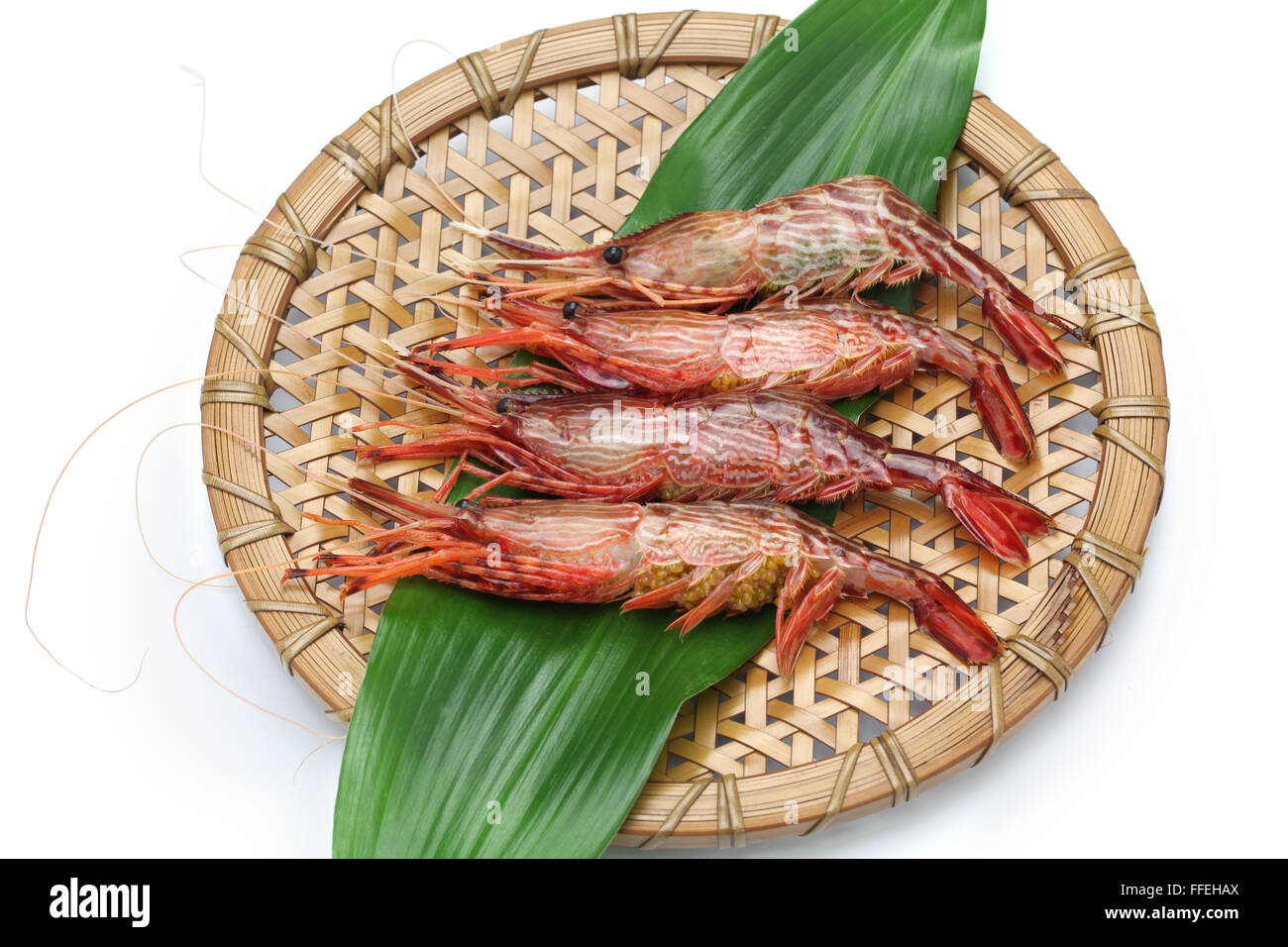 Morotoge Garnelen, Shima Ebi, japanische Meeresfrüchte isoliert auf weißem Hintergrund Stockfoto