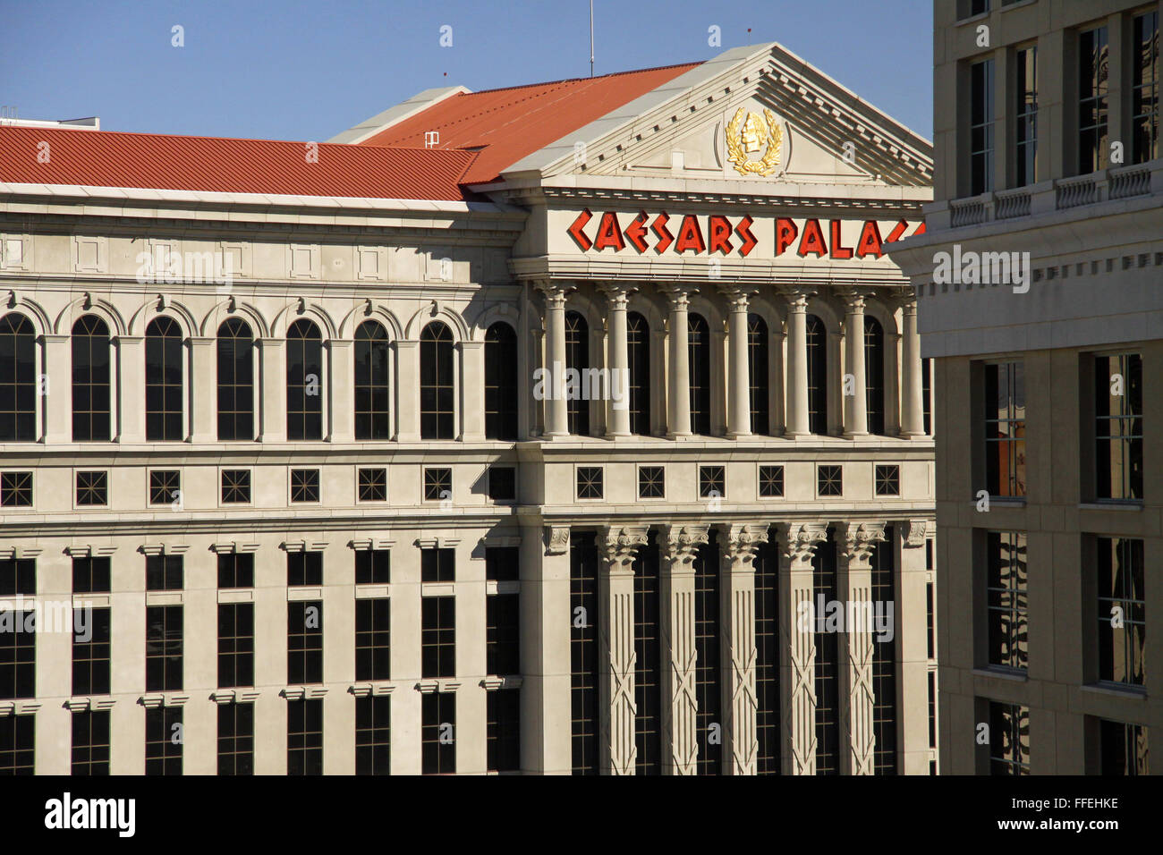 die Fassade des Hotel Caesars Palace in Las Vegas, Nevada, USA Stockfoto