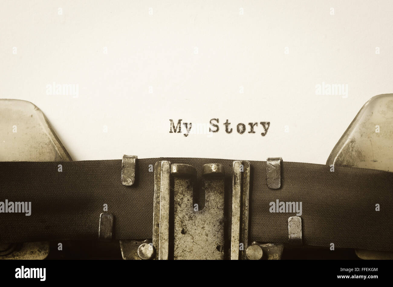 Also meine Geschichte auf alten Schreibmaschine geschrieben Stockfoto