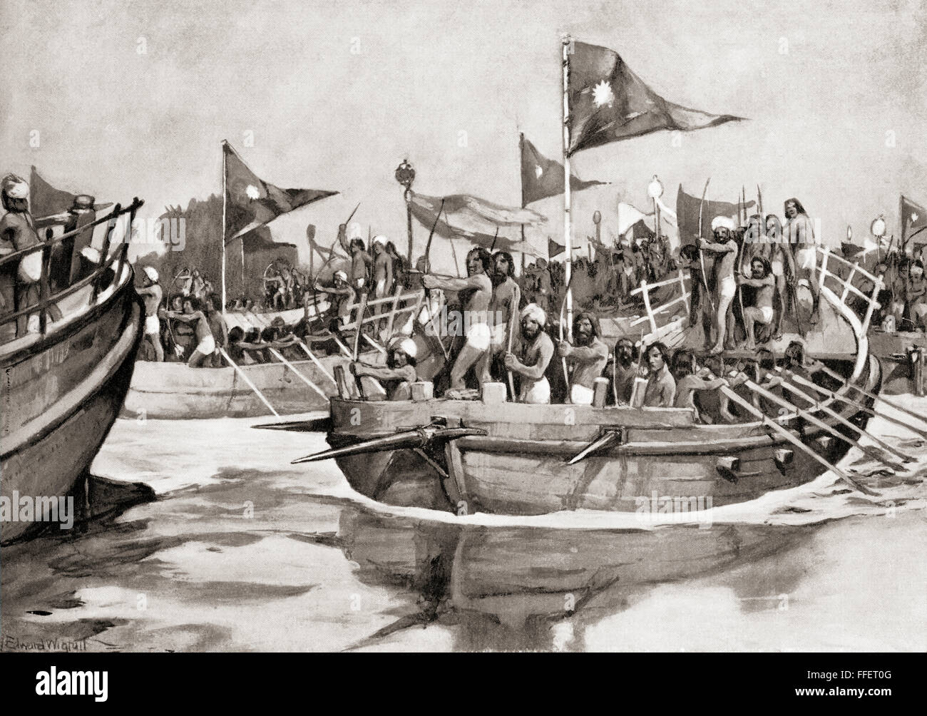 Mahmud von Ghazni die Jats auf dem Chenab Fluß, NordIndien in 1026