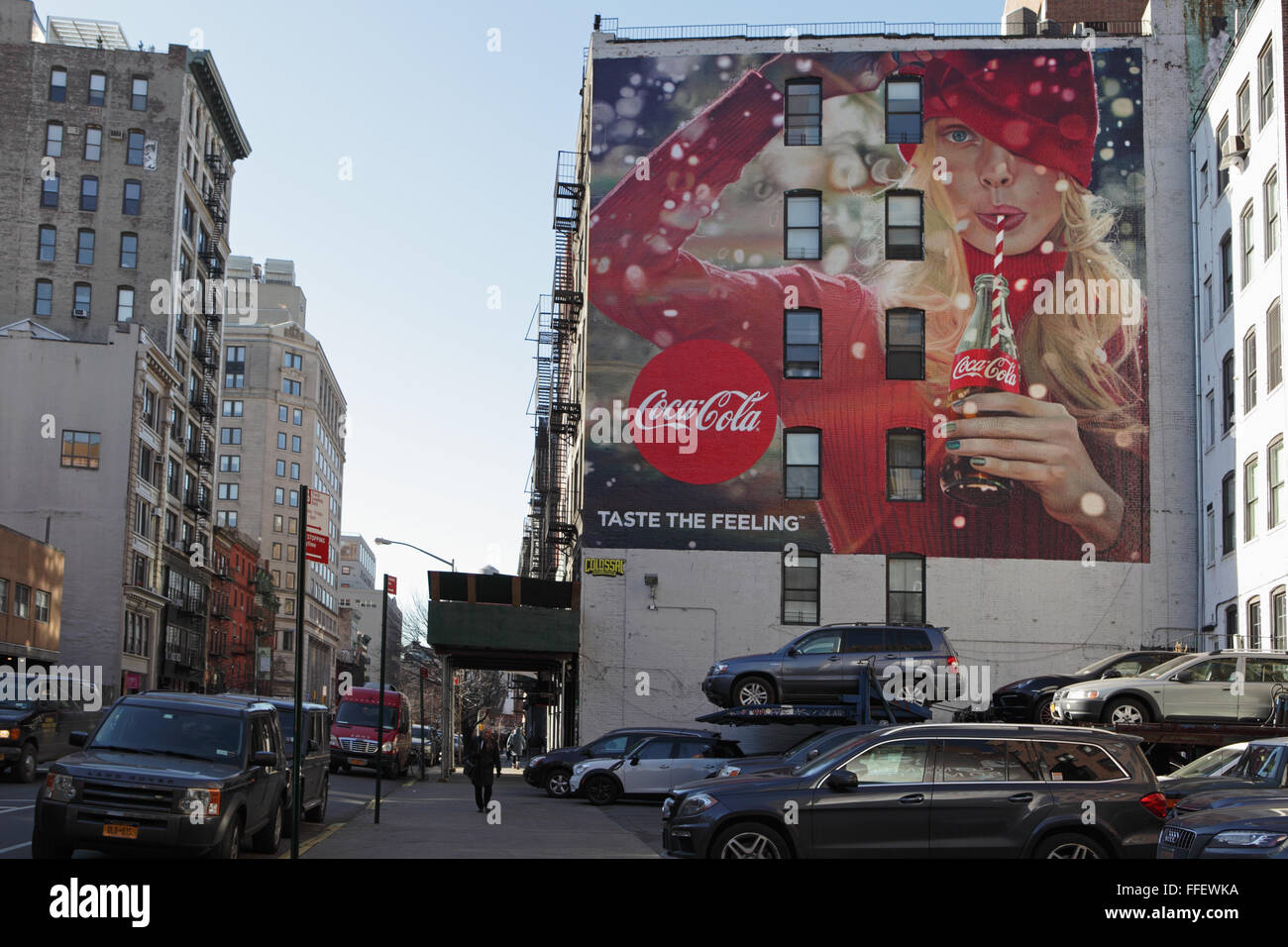 Coca-Cola gemalt Plakat Werbung Lafayette Street New York Stockfoto