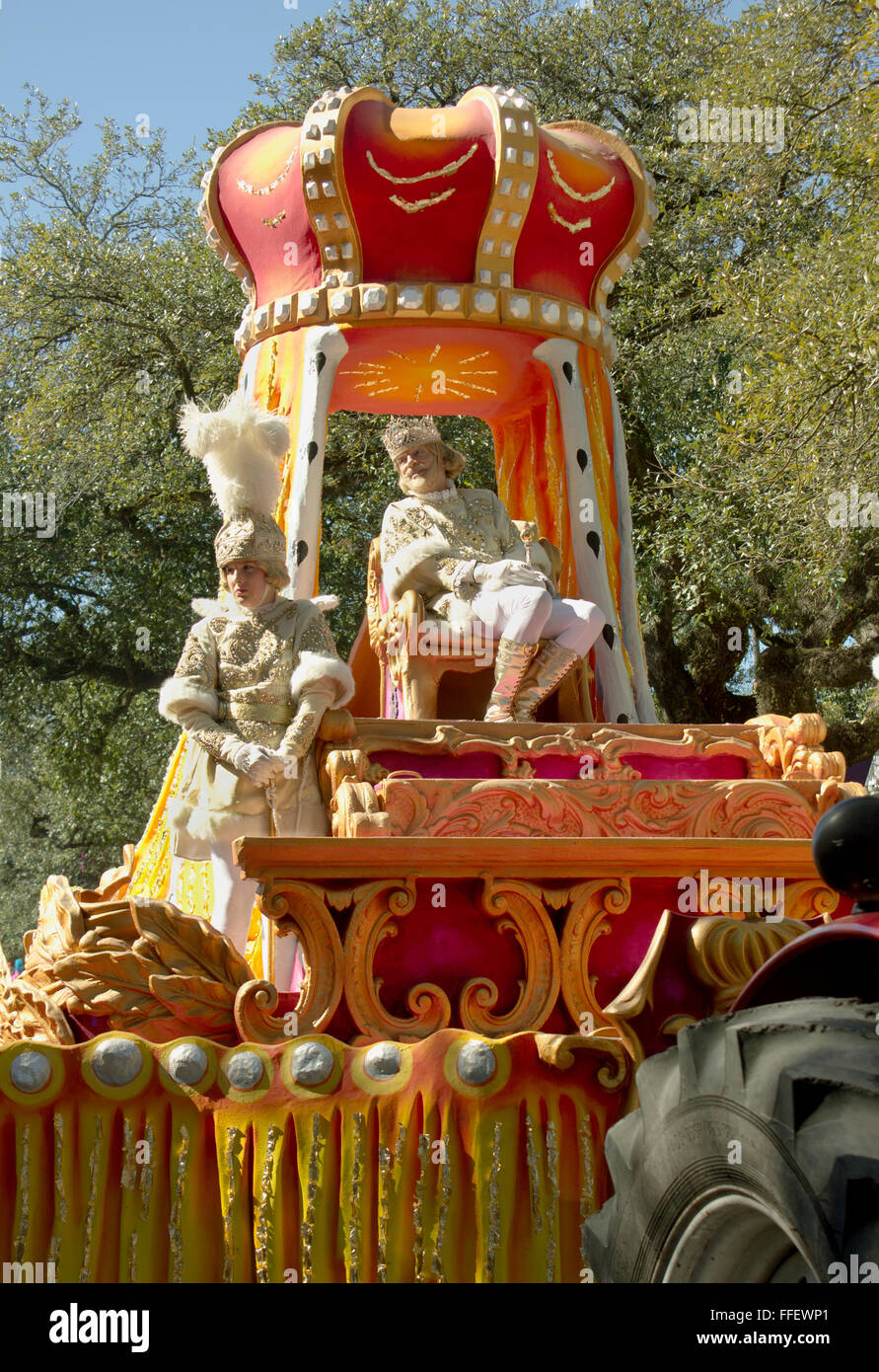 König Rex auf seinem Float, Karneval Tag, New Orleans, La Stockfoto