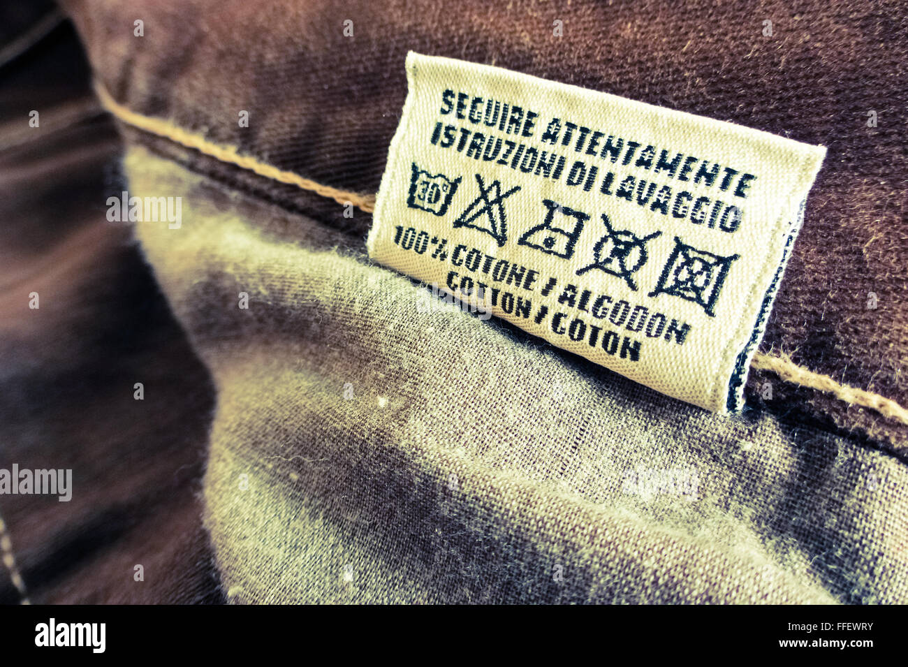 Anleitung Reinigungaufkleber Stockfoto