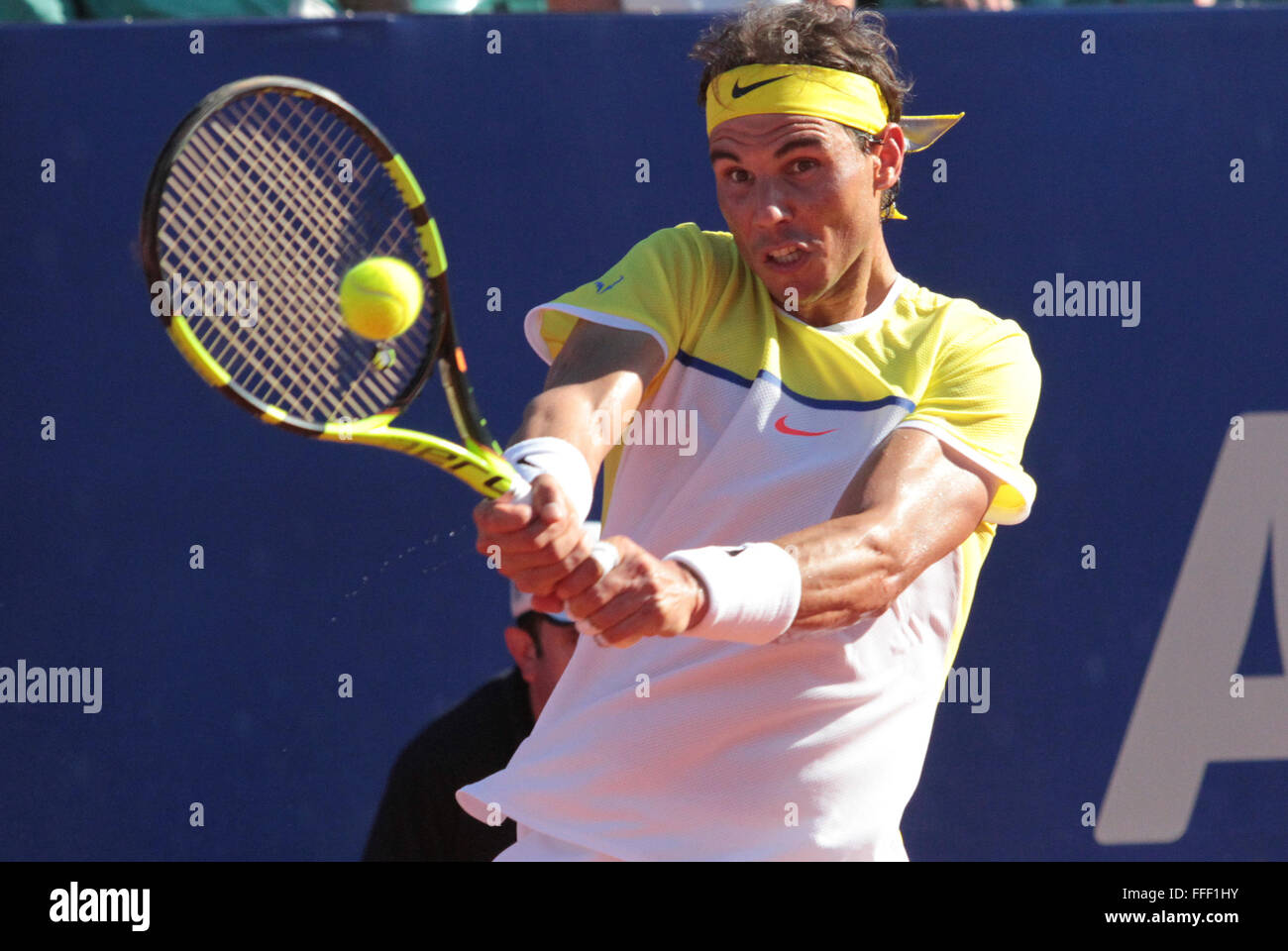 Buenos Aires, Argentinien. Februar 2016. Rafael Nadal während des Viertelfinalmatches am Freitag auf dem zentralen Tennisplatz des Buenos Aires Lawn Tennis. (Foto: Néstor J. Beremblum) Stockfoto