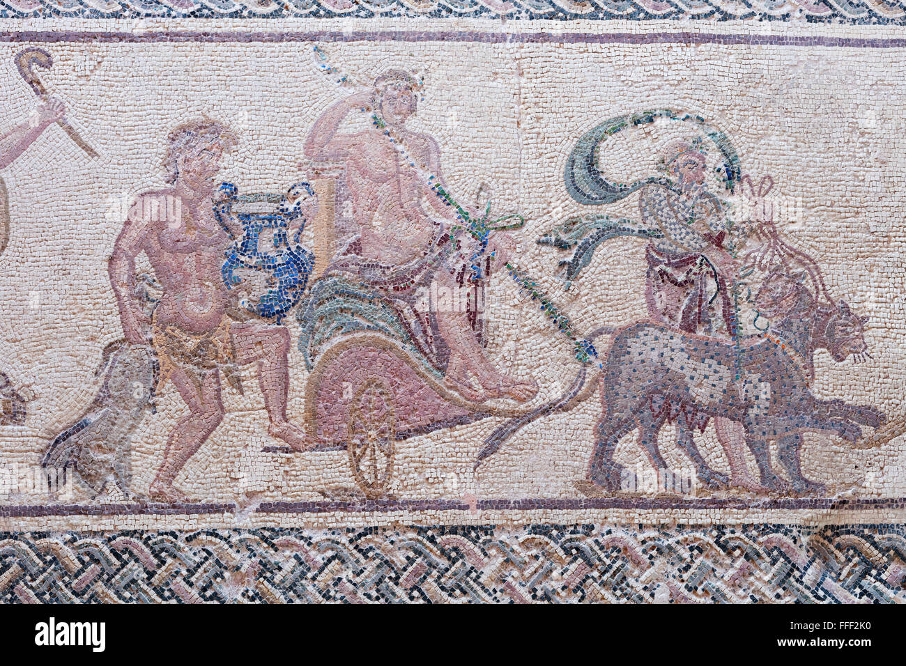 Bodenmosaik im Haus des Dionysos (4. Jh.), Paphos, Zypern Stockfoto