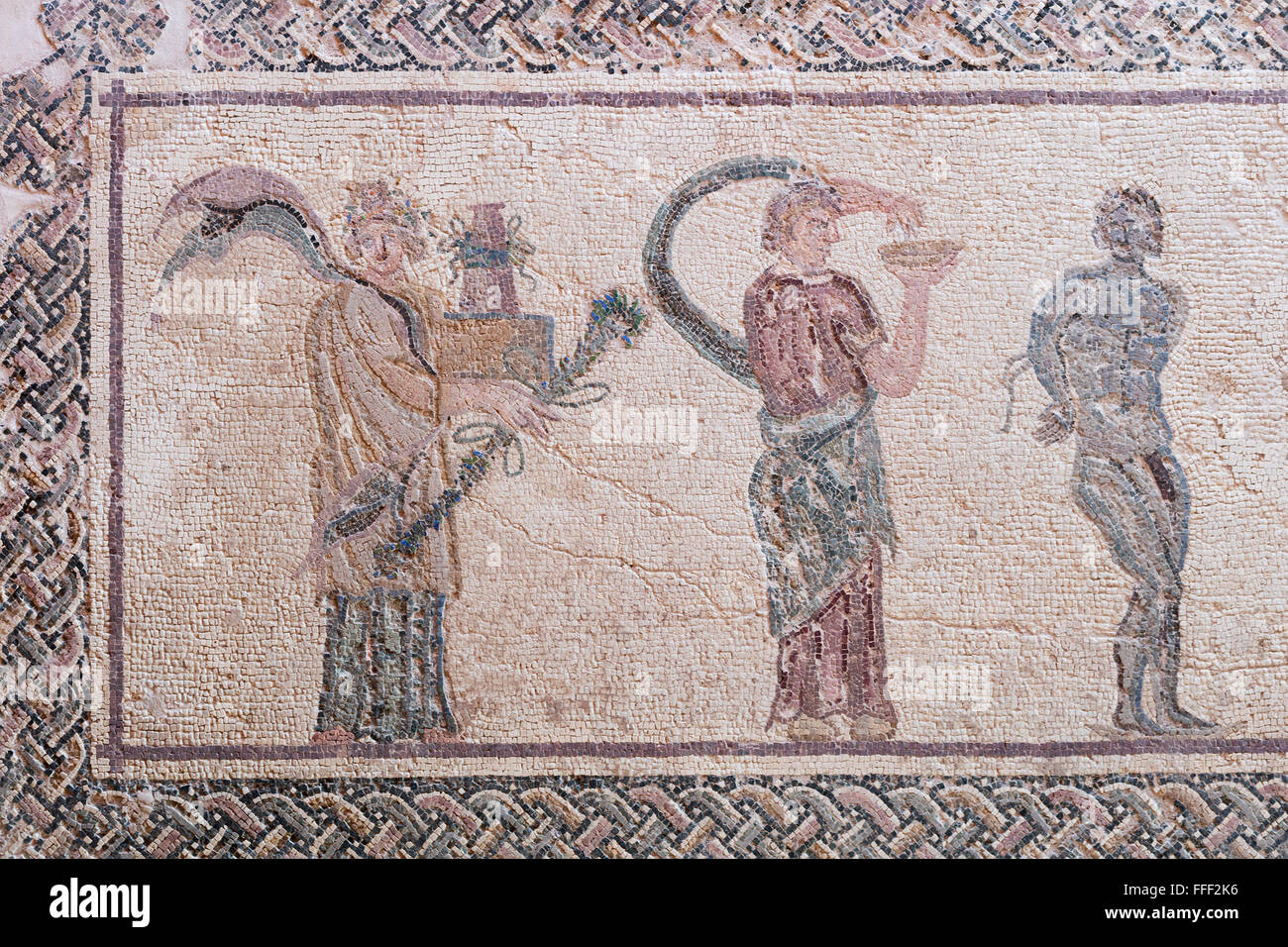 Bodenmosaik im Haus des Dionysos (4. Jh.), Paphos, Zypern Stockfoto