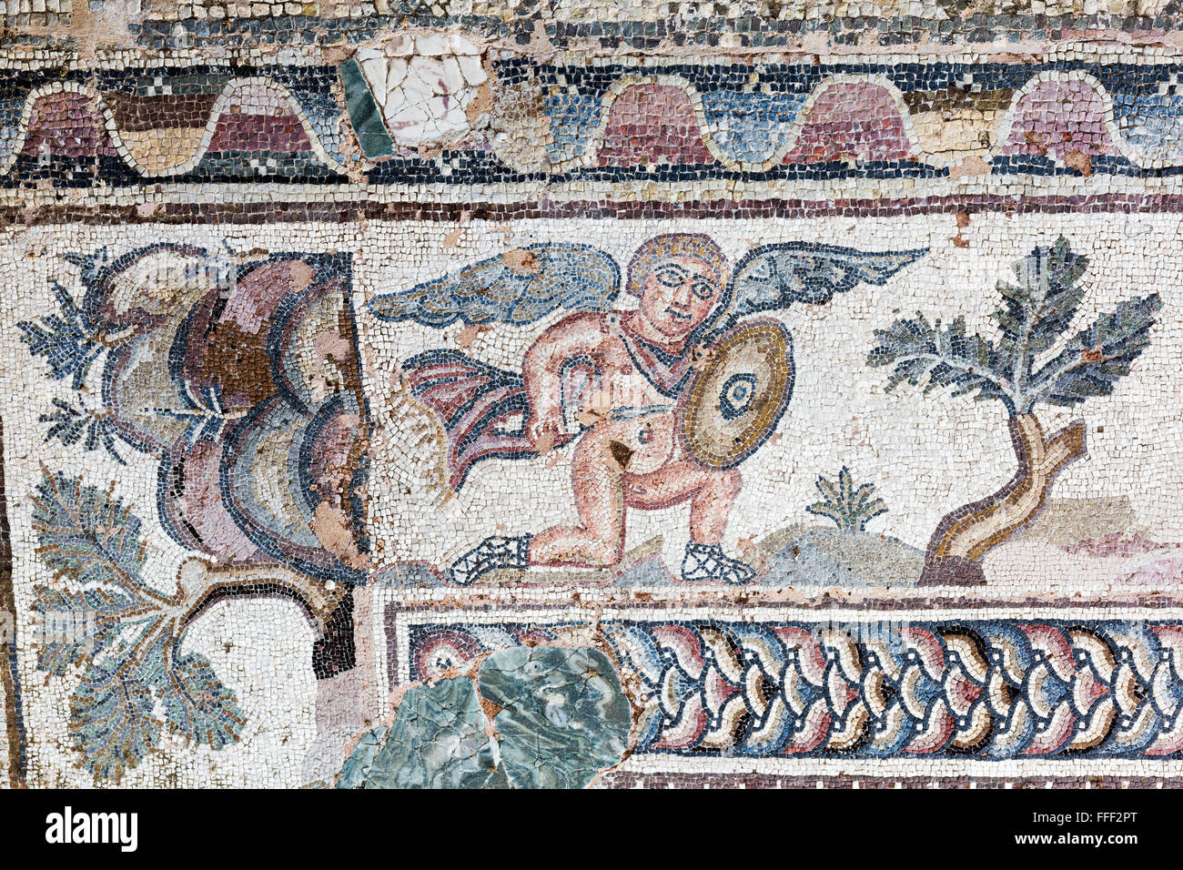 Bodenmosaik im Haus des Theseus (4. Jh.), Paphos, Zypern Stockfoto